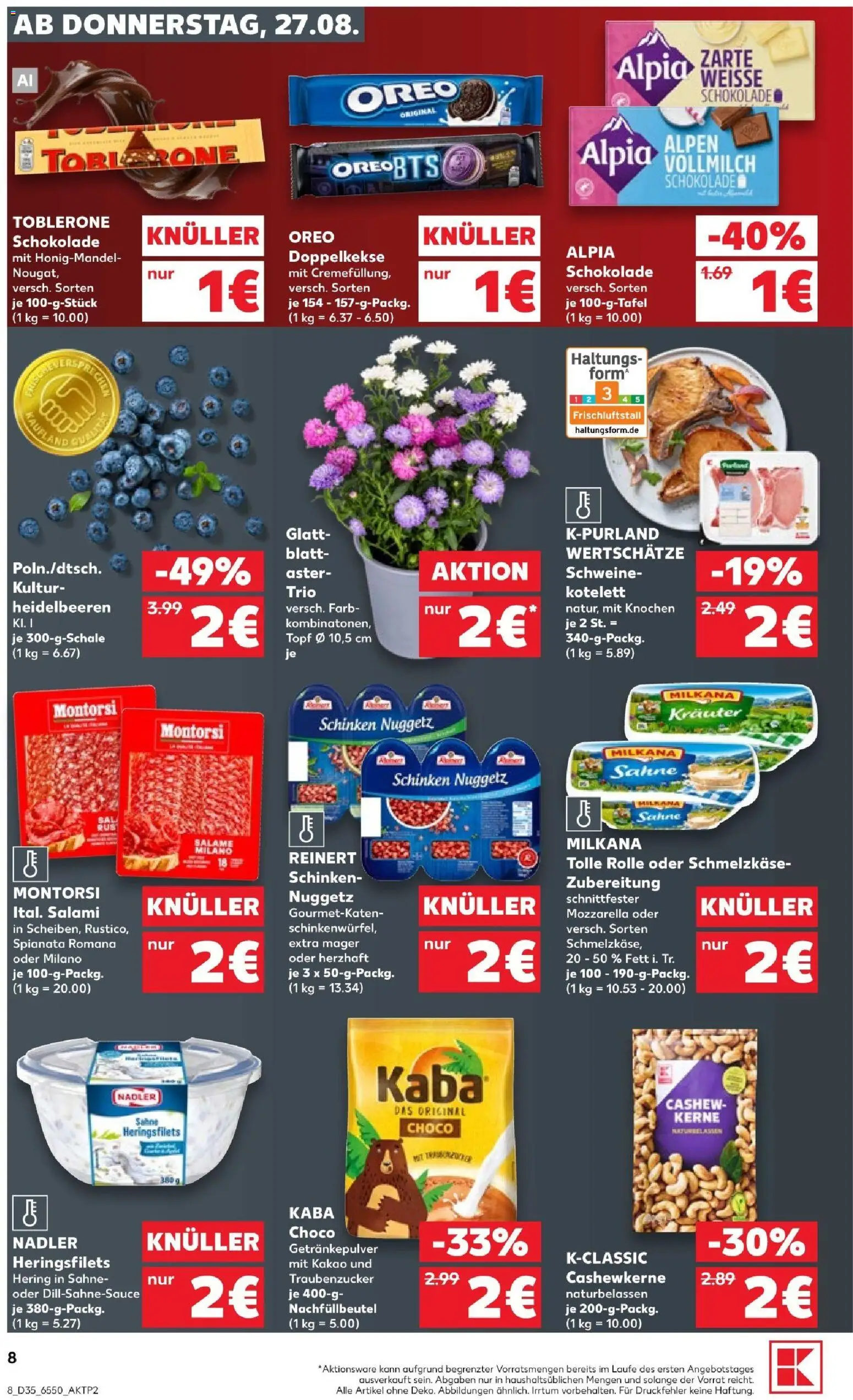 Kaufland Německo leták - Kiel od 27.08.2026 | Strana: 10 | Produkty: Cordon Bleu, Milka, Forma, Cheesecake