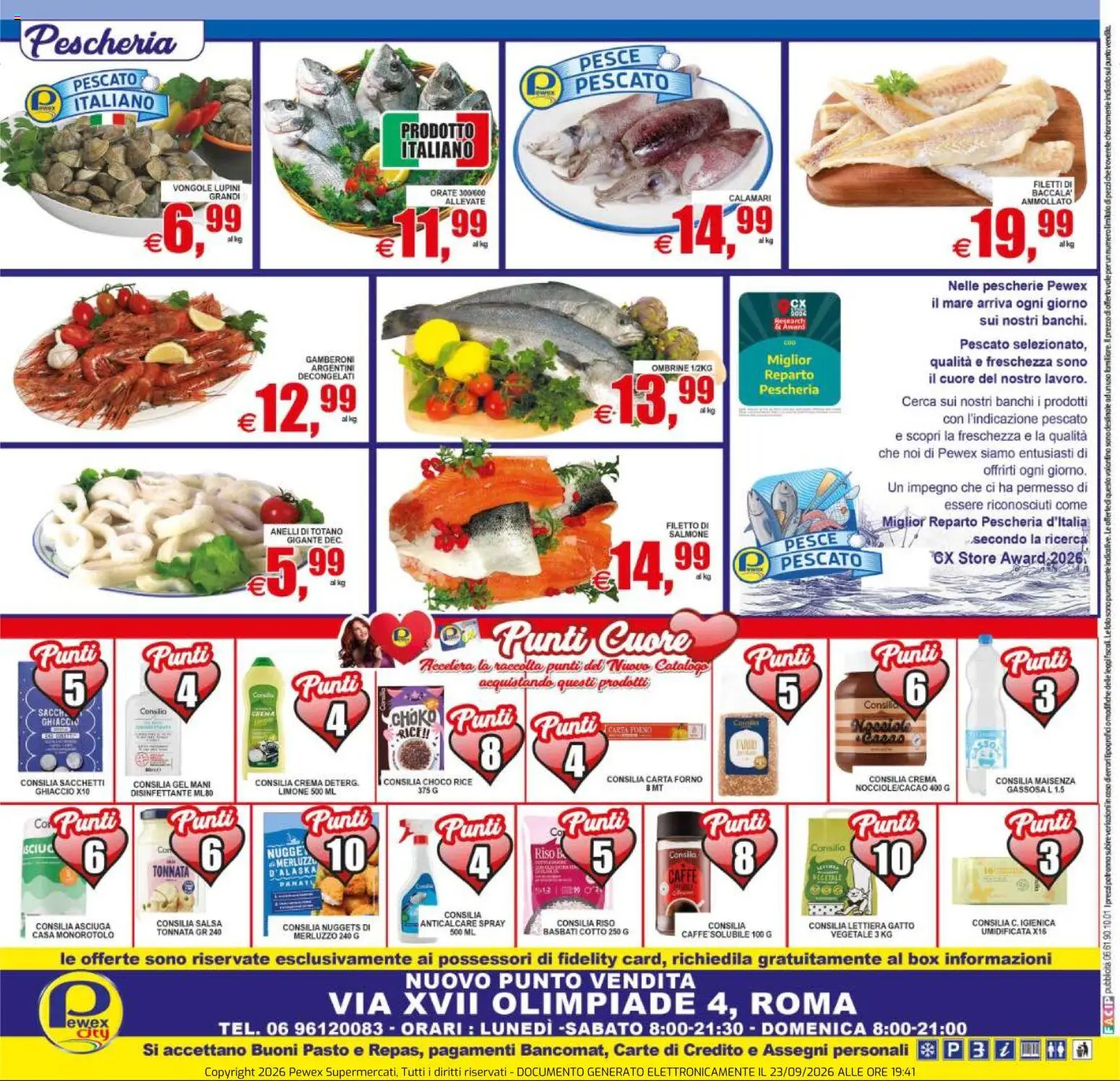 Volantino Pewex del 23/09/2026 | Pagina: 20 | Prodotti: Salmone, Limone, Gamberoni, Ghiaccio