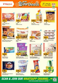 Preview of Westzone Supermarket catalogue wow deals valid from 26 Jun, 2026 | Page: 2 | Products: Vajcia, Banány, Čokoláda, Котлон