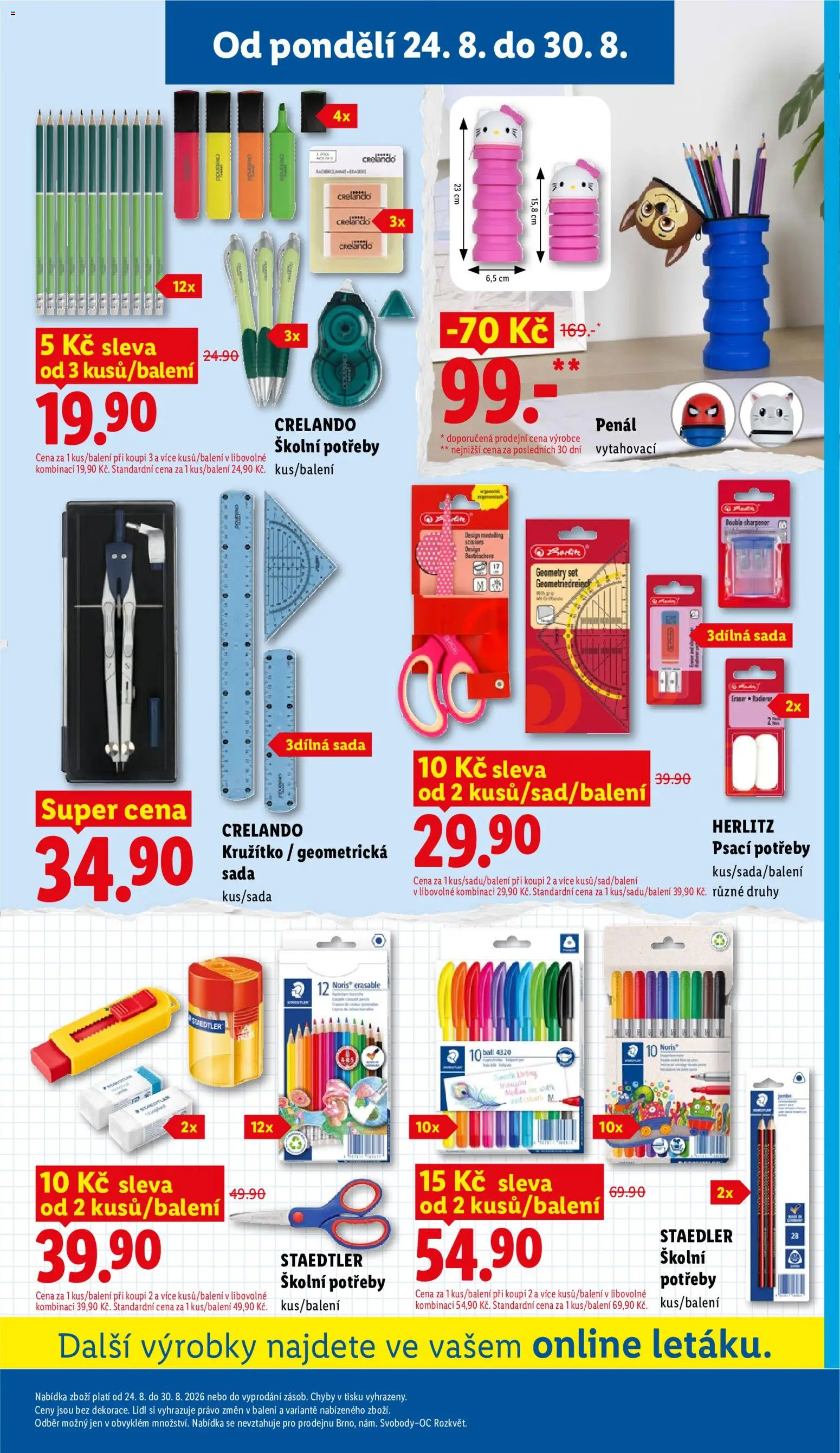 Lidl leták - Spotřební zboží od 24.08.2026 | Strana: 5 | Produkty: Penál, Kružítko, Školní potřeby
