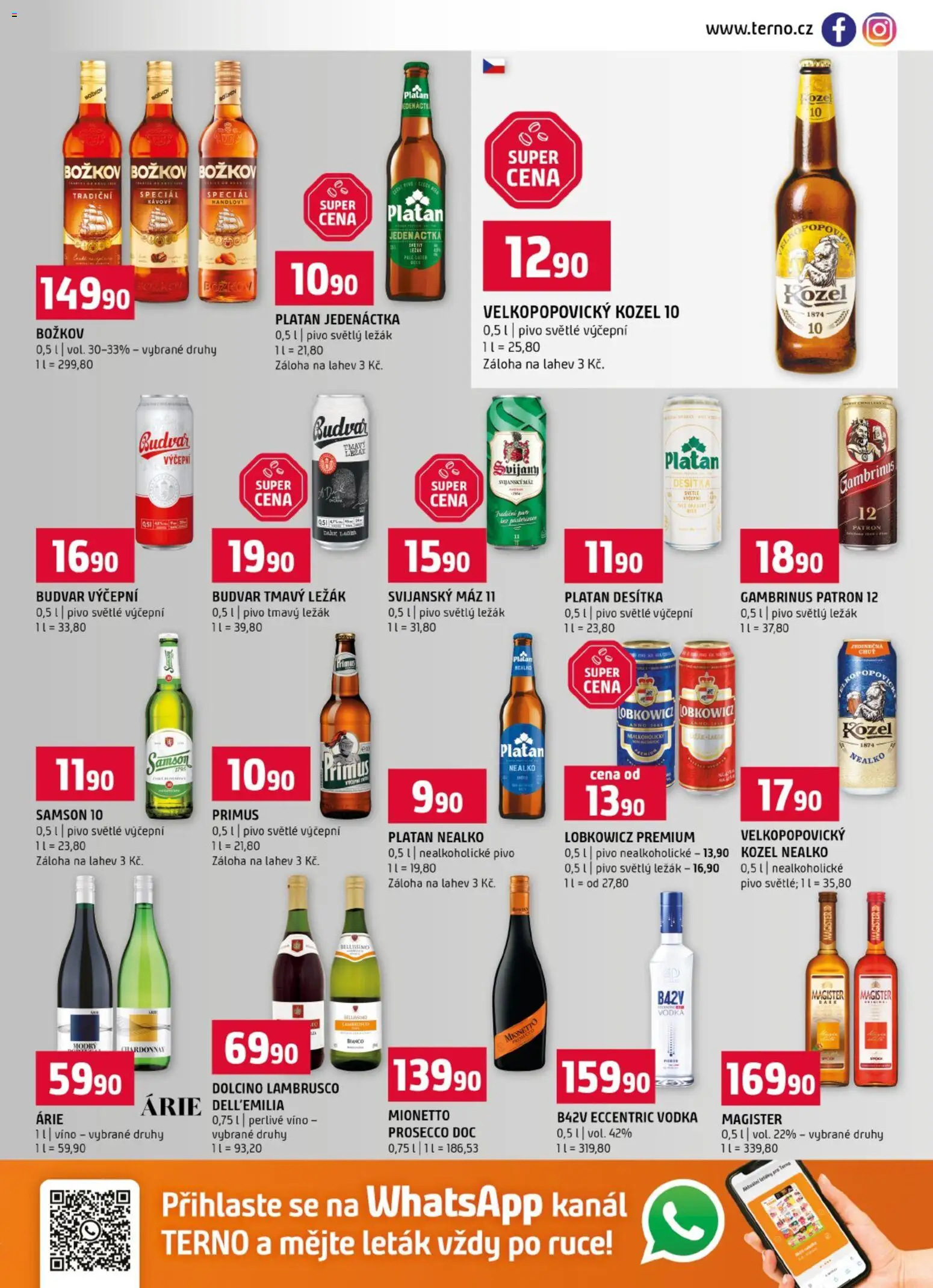 Terno leták od 01.07.2026 | Strana: 13 | Produkty: Lambrusco, Prosecco, Vodka, Velkopopovický Kozel