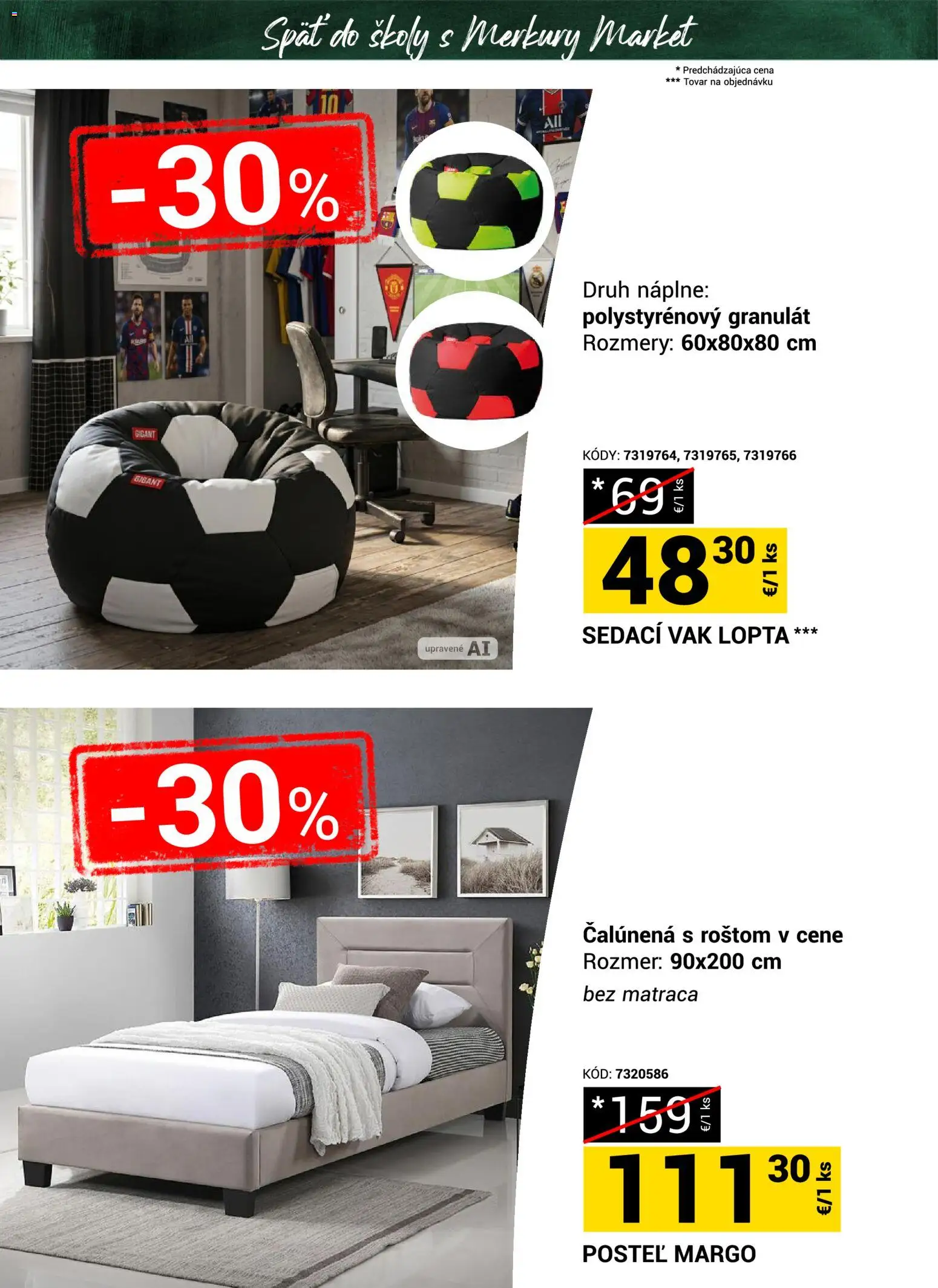 Nové Merkury Market akcie – leták je platný od 22.08.2026 | Strana: 12 | Produkty: Posteľ, Sedací vak, Lopta
