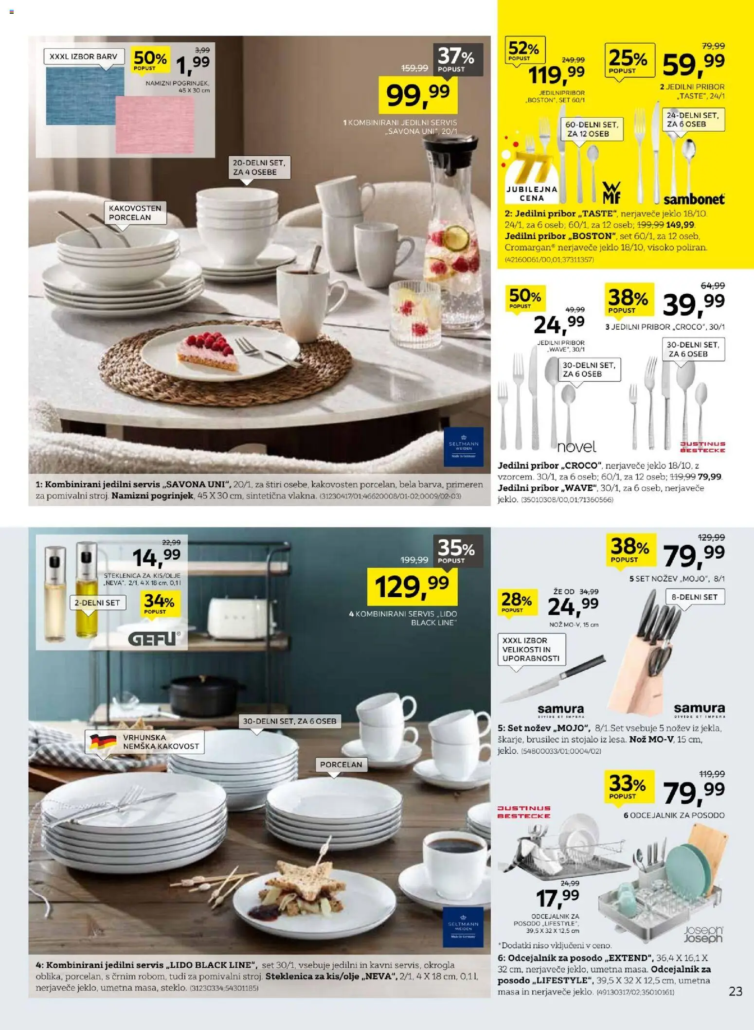 Novi XXXL Lesnina katalog ponudbe – veljaven od 14.09.2026 | Stran: 23 | Izdelki: Steklenica, Pribor, Nož