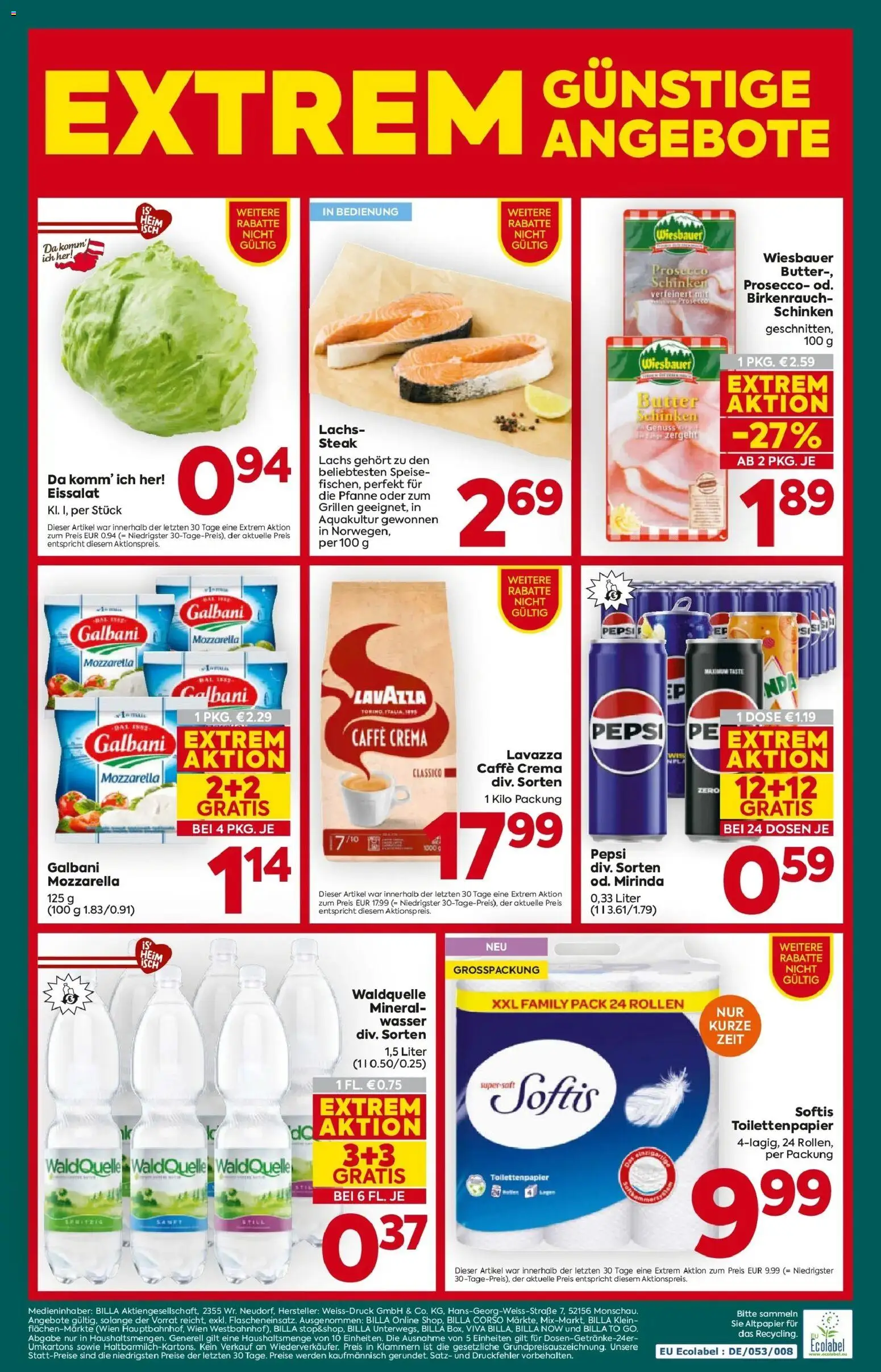 Billa Plus Flugblatt - Steiermark von 13.08.2026 - Aktuelle Angebote | Seite: 16 | Produkte: Wasser, Butter, Schinken, Pepsi