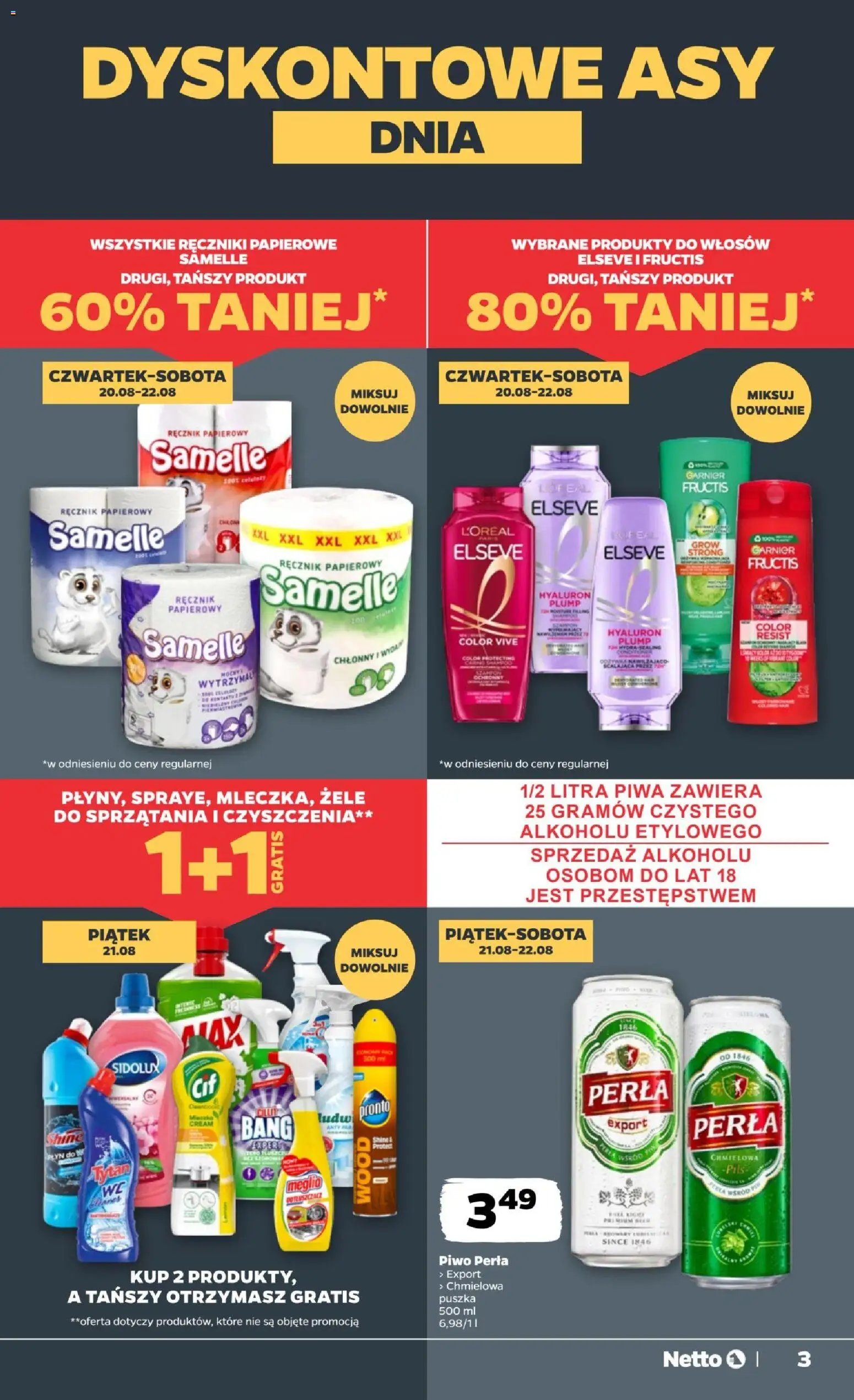 Netto gazetka od czwartku od 20.08.2026 | Strona: 3 | Produkty: Garnier, Piwo perła, Piwo, Perła Export
