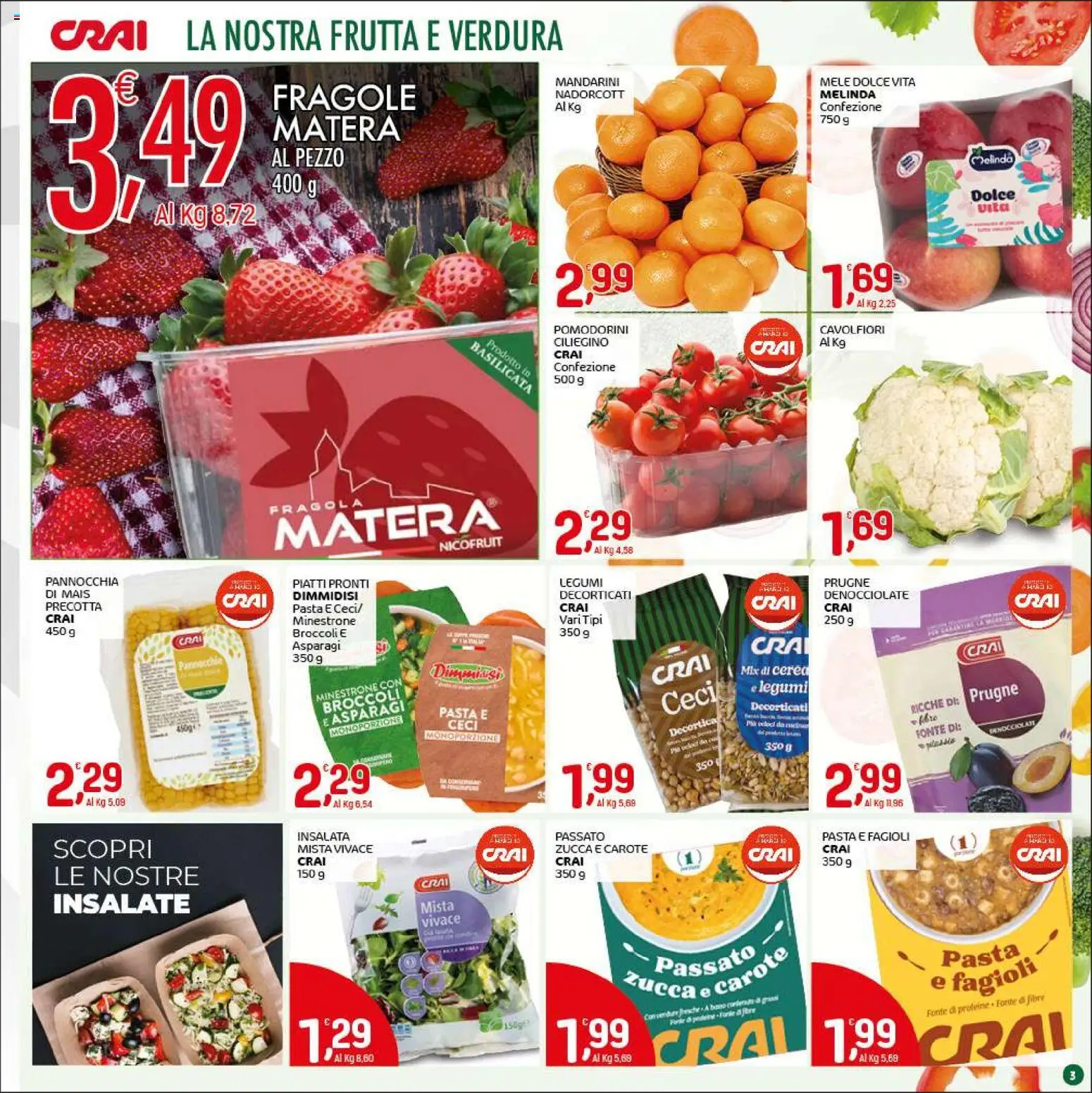 Volantino CRAI del 05.03.2026 | Pagina: 3 | Prodotti: Insalata, Ceci, Pasta, Mais