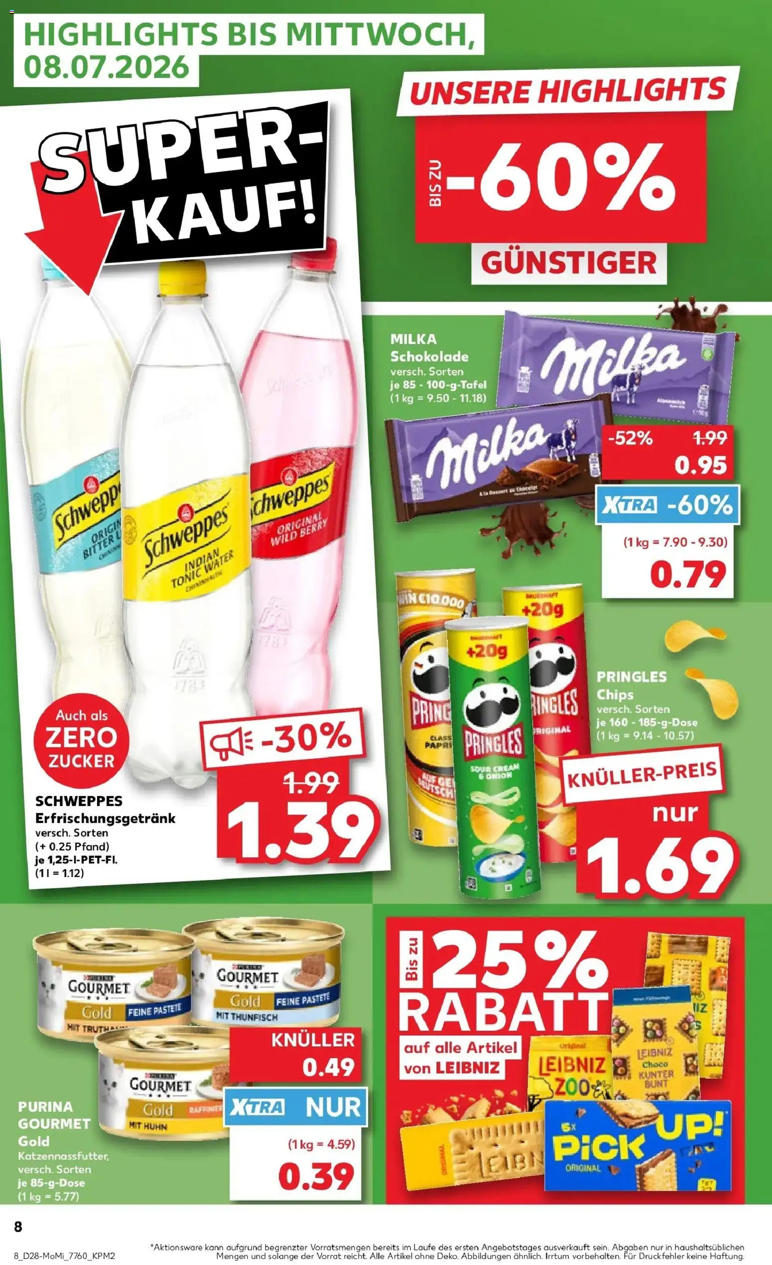 Kaufland Kaufland: Mo-Mi Der Wochenstart – gültig ab 05.07.2026 | Seite: 8 | Produkte: Milka schokolade, Milka, Pringles, Chips