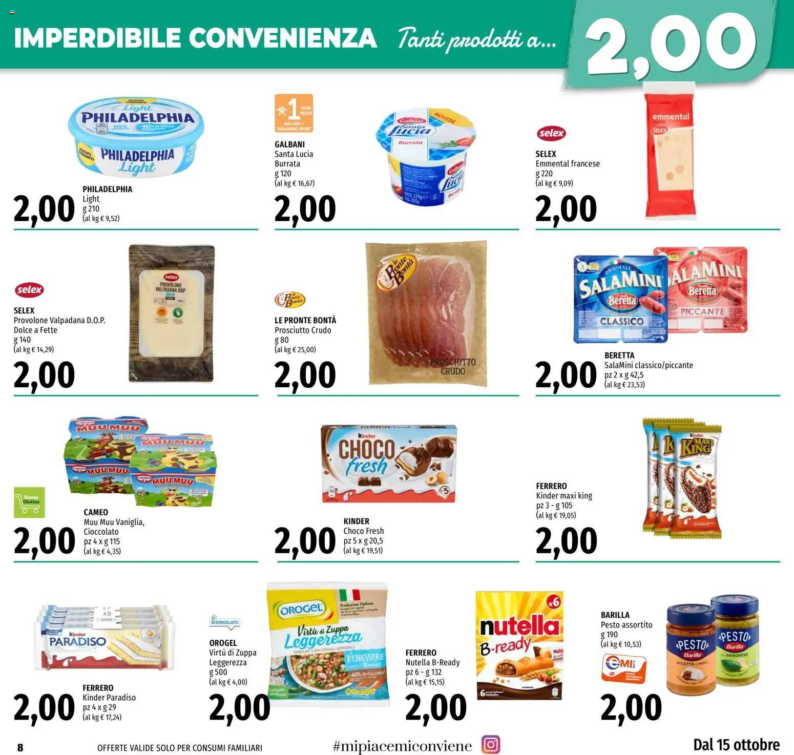 Volantino EMI del 15/10/2026 | Pagina: 8 | Prodotti: Prosciutto Crudo, Barilla, Ricotta, Emmental