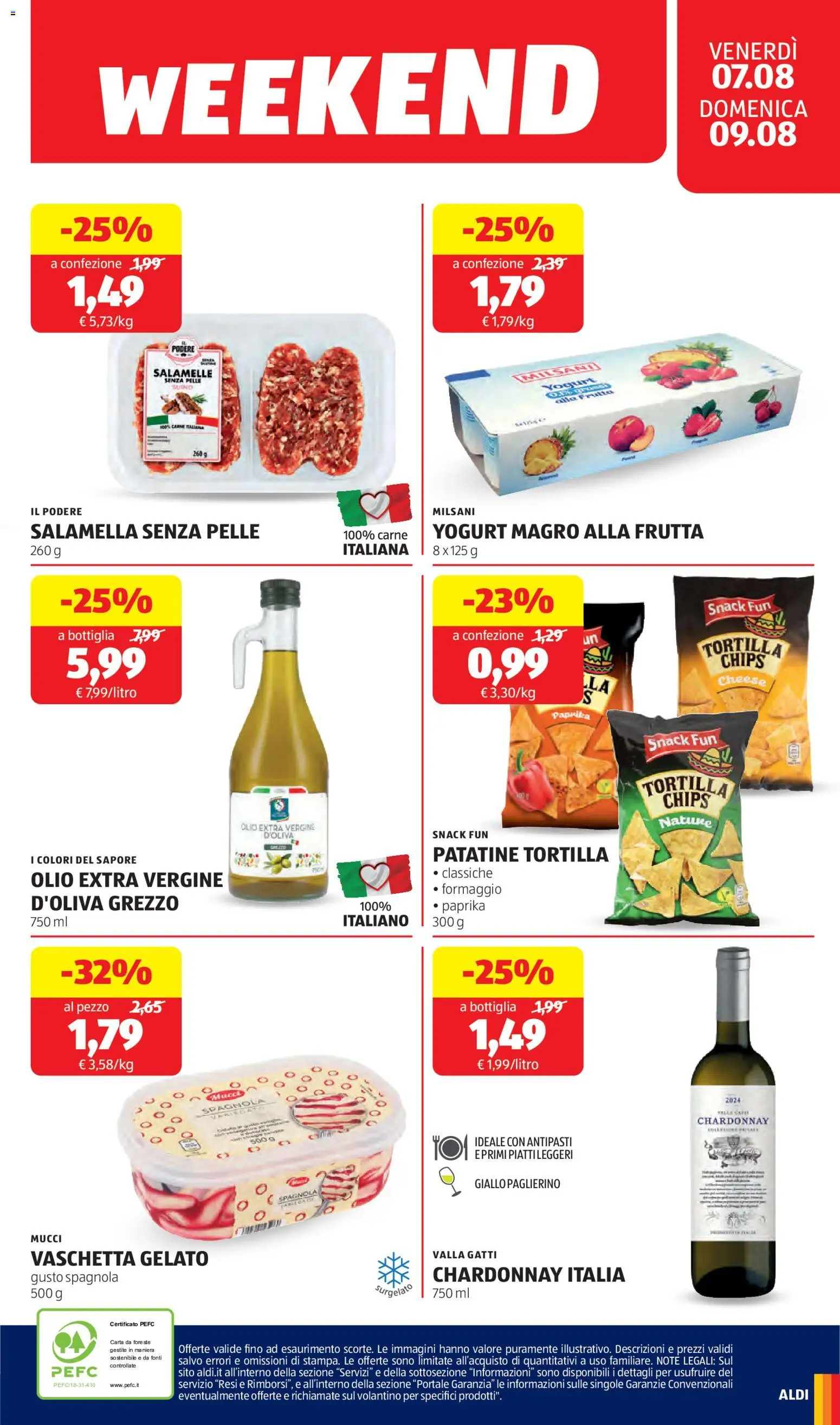 Volantino Aldi del 03/08/2026 | Pagina: 21 | Prodotti: Salamella, Patatine, Gelato, Olio