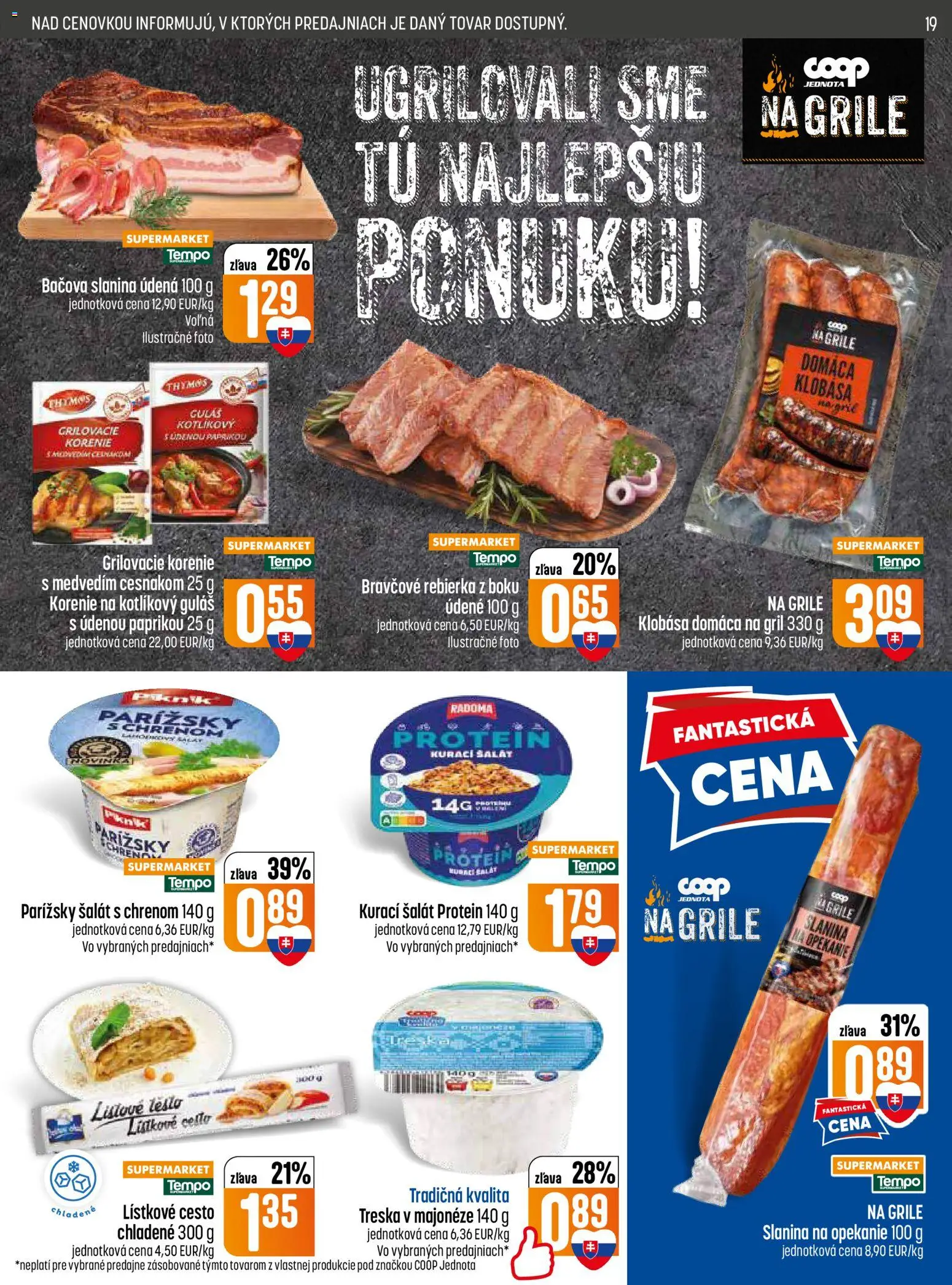 Nové COOP Jednota akcie – leták je platný od 11.06.2026 | Strana: 19 | Produkty: Gril, Slanina, Šalát, Korenie