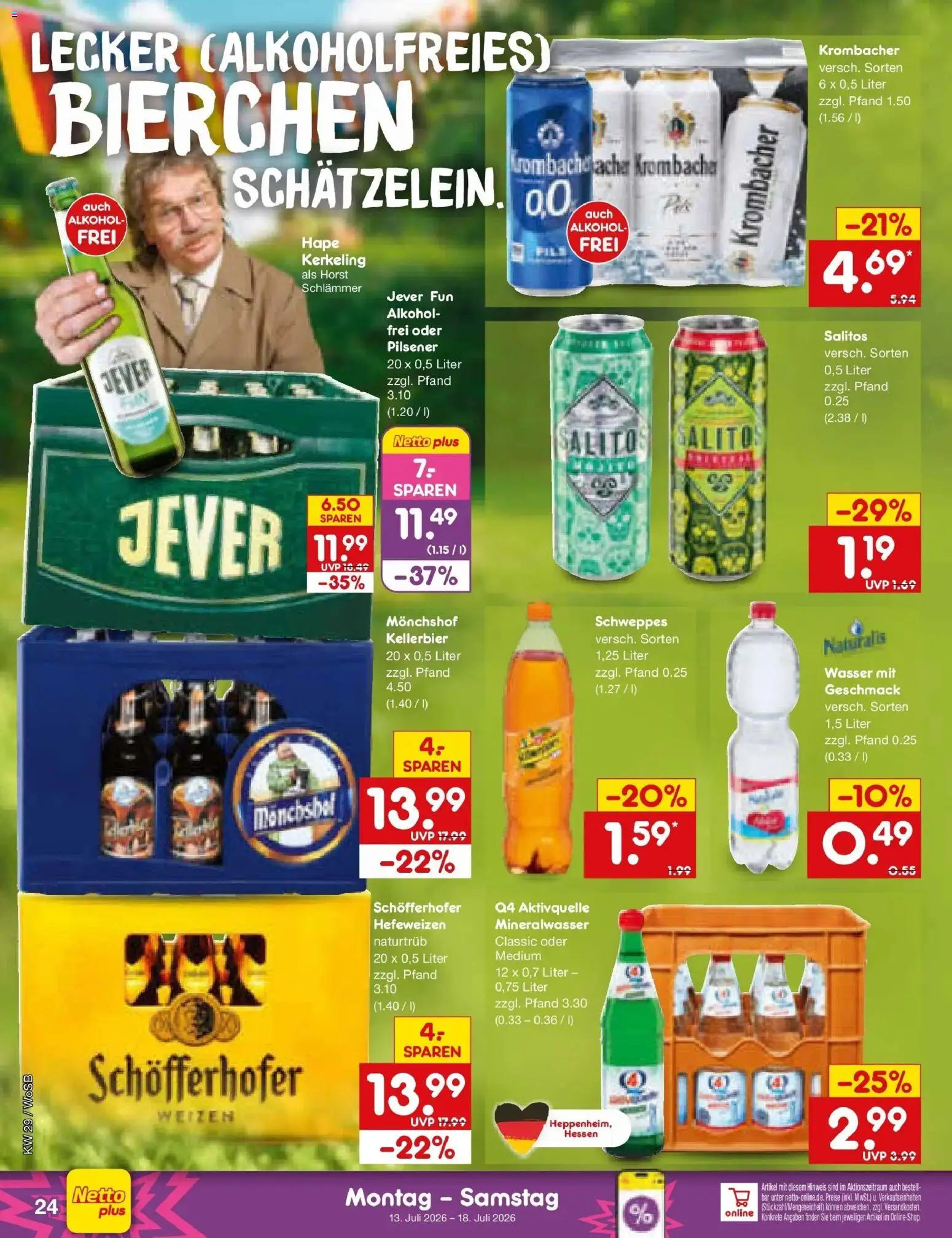 Netto Marken-Discount Prospekt Ludwigshafen-Edigheim – gültig ab 13.07.2026 | Seite: 32 | Produkte: Schweppes, Mineralwasser, Wasser, Jever