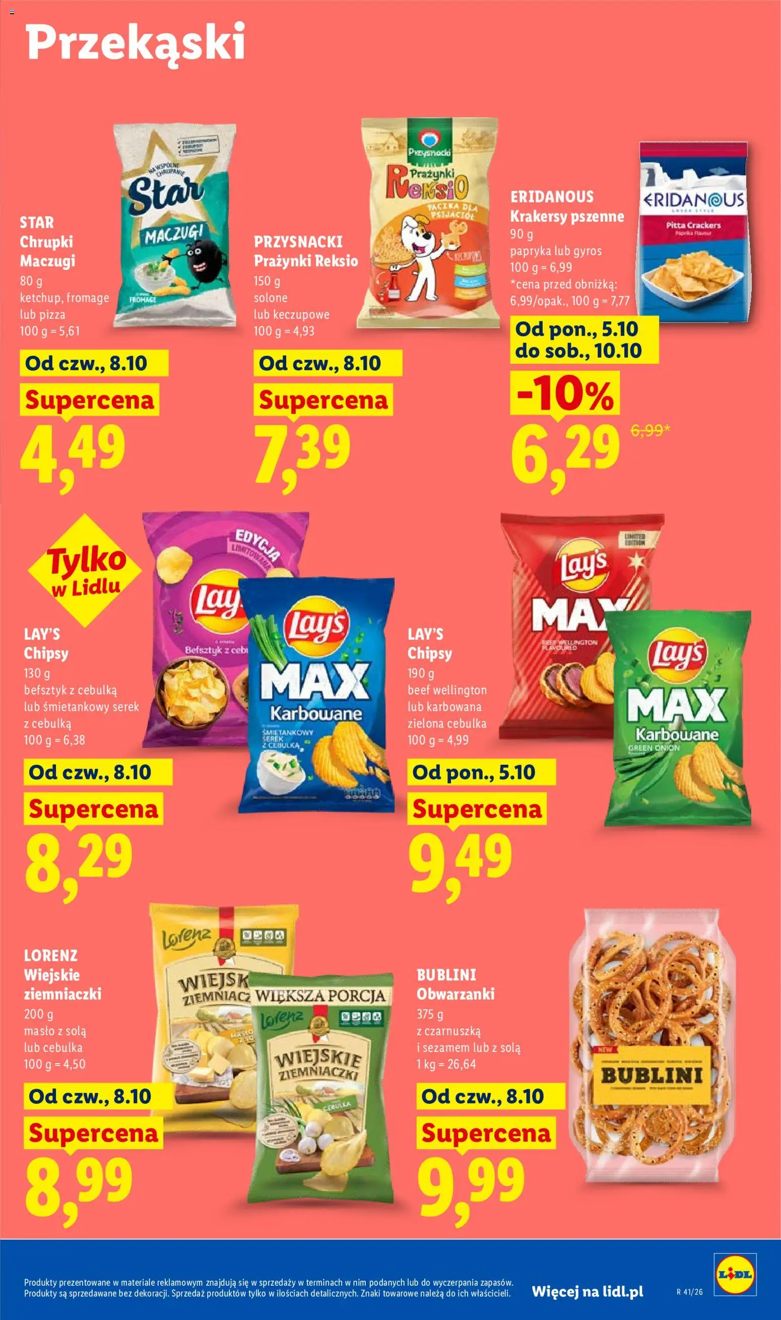Lidl gazetka od 08.10.2026 | Strona: 79 | Produkty: Chipsy, Gyros, Serek, Masło