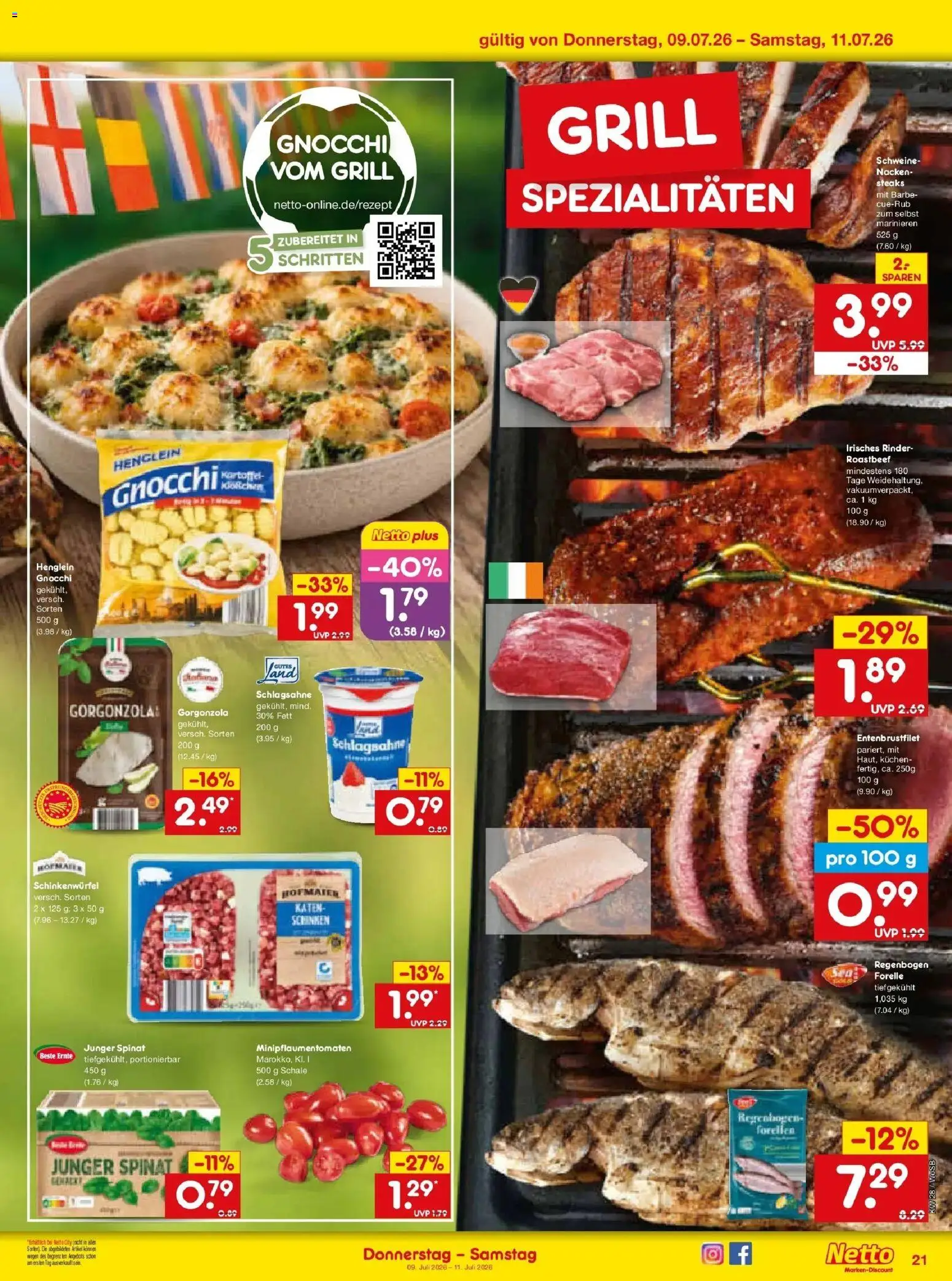 Netto Marken-Discount - Netto: Wochenangebote – gültig ab 05.07.2026 | Seite: 37 | Produkte: Schlagsahne, Roastbeef, Schinken, Kuchen