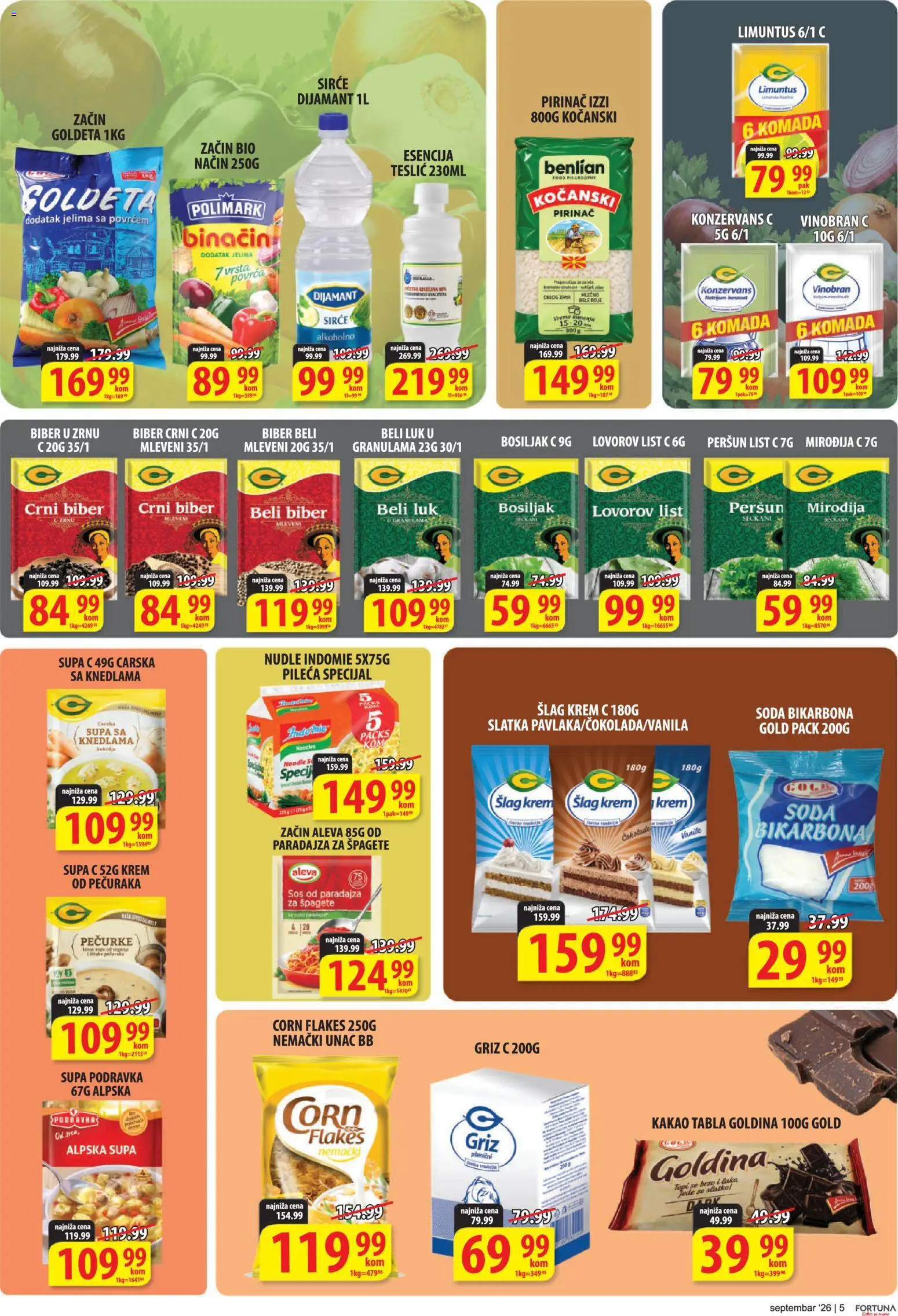 Fortuna Market katalog - važi od 11.09.2026 | Strana: 5 | Proizvode: Podravka, Šlag krem, Sos, Beli biber