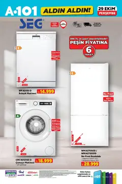 29 Ekim 2026 tarihinden itibaren geçerli olan A101 kataloğu önizlemesi | Sayfa: 5 | Ürünler: Saat, Buzdolabı, Dondurucu, Çamaşır makinesi