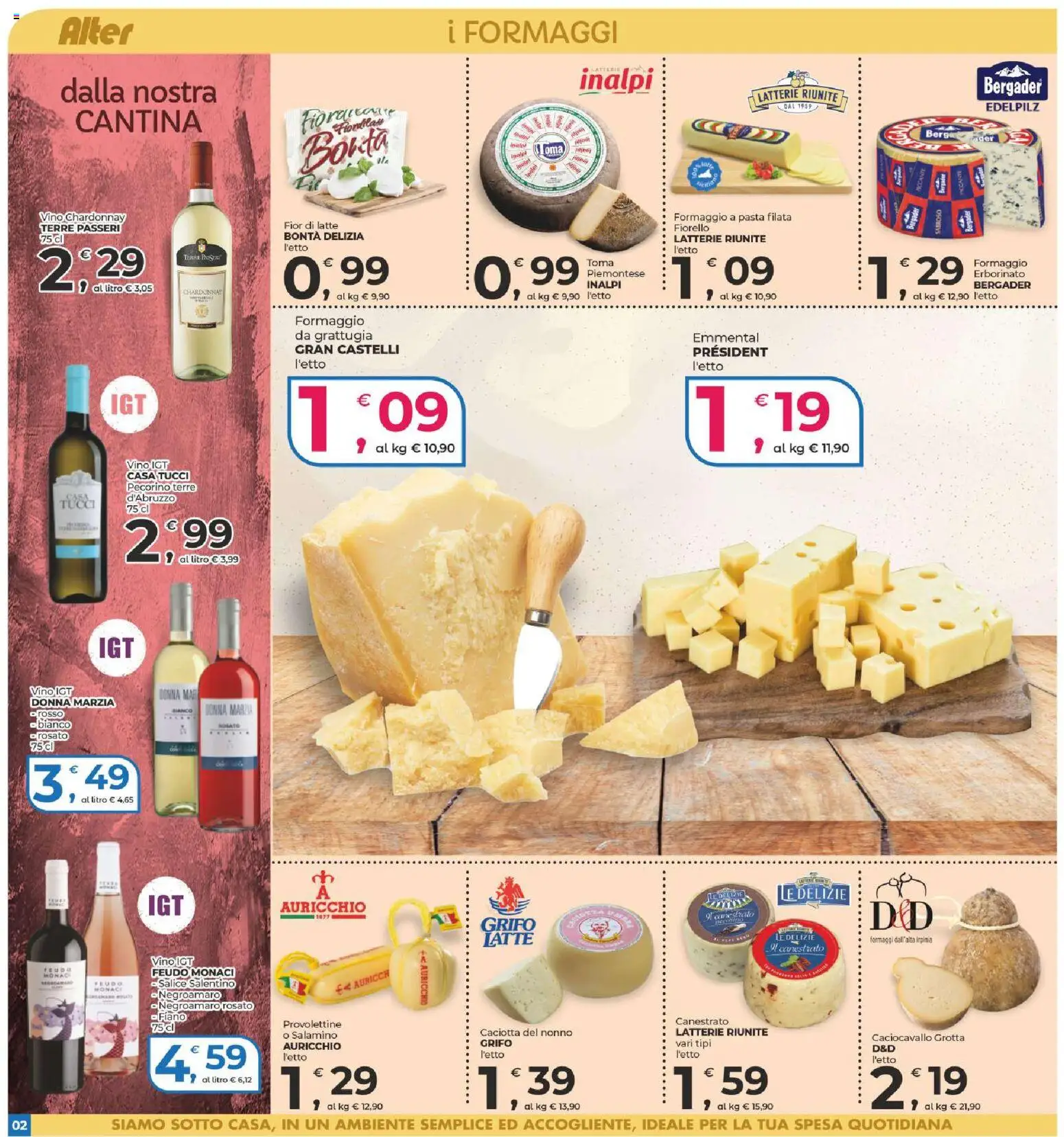 Volantino Alter Discount del 08/07/2026 | Pagina: 2 | Prodotti: Latte, Formaggio, Vino, Pasta