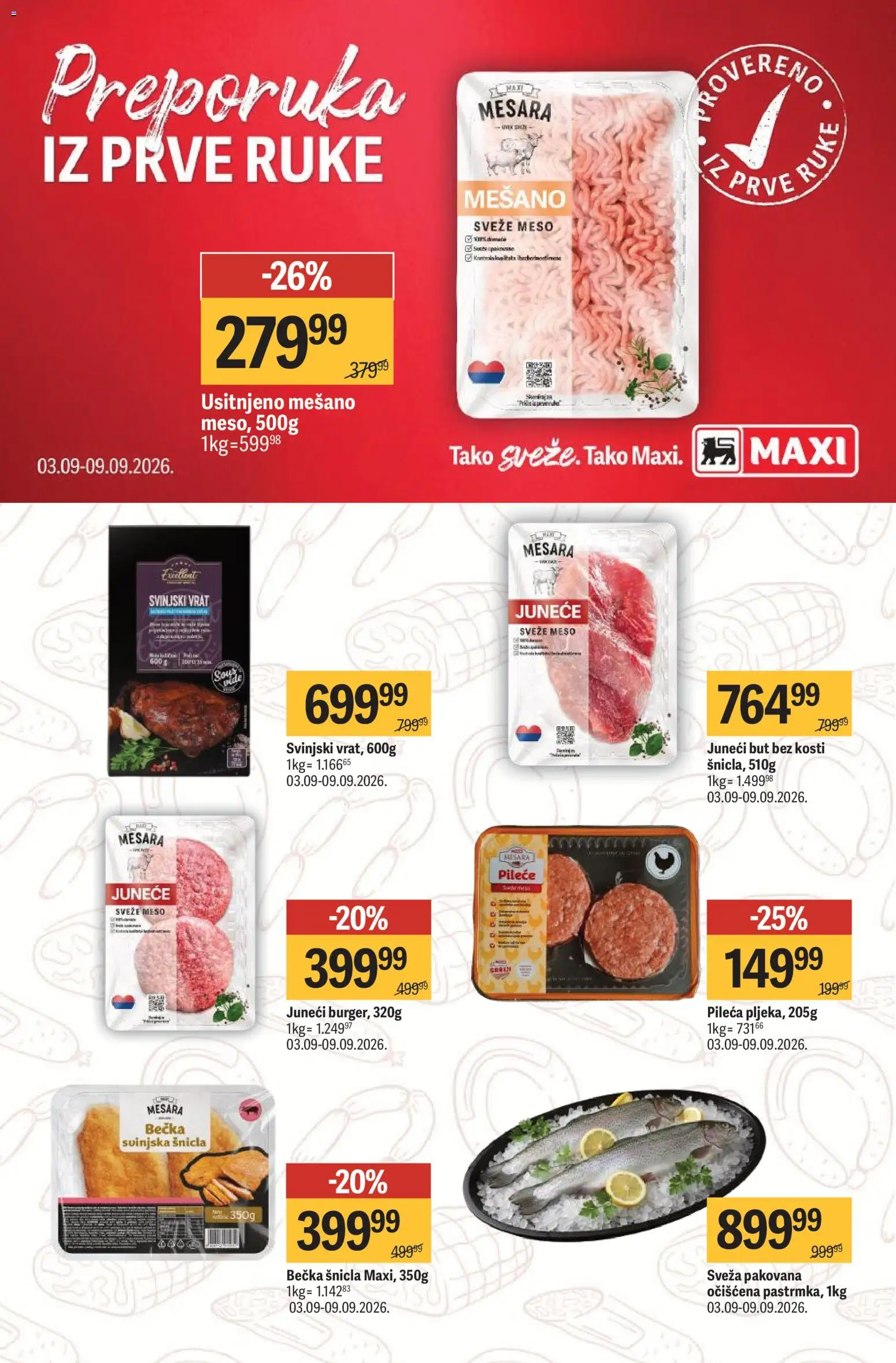 Maxi katalog - važi od 03.09.2026 | Strana: 4 | Proizvode: Juneći but, Svinjski vrat, Meso, Vrat