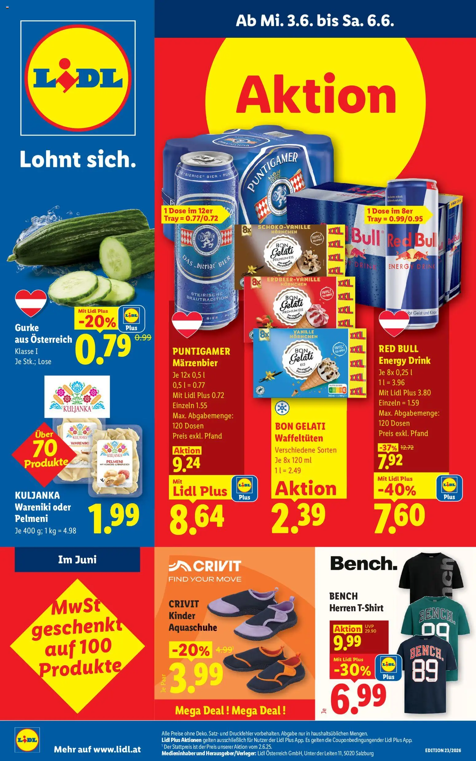 Lidl Flugblatt - Oberpullendorf, Güssing, Oberwart gültig ab 03.06.2026 | Seite: 1 | Produkte: Eis, Bier