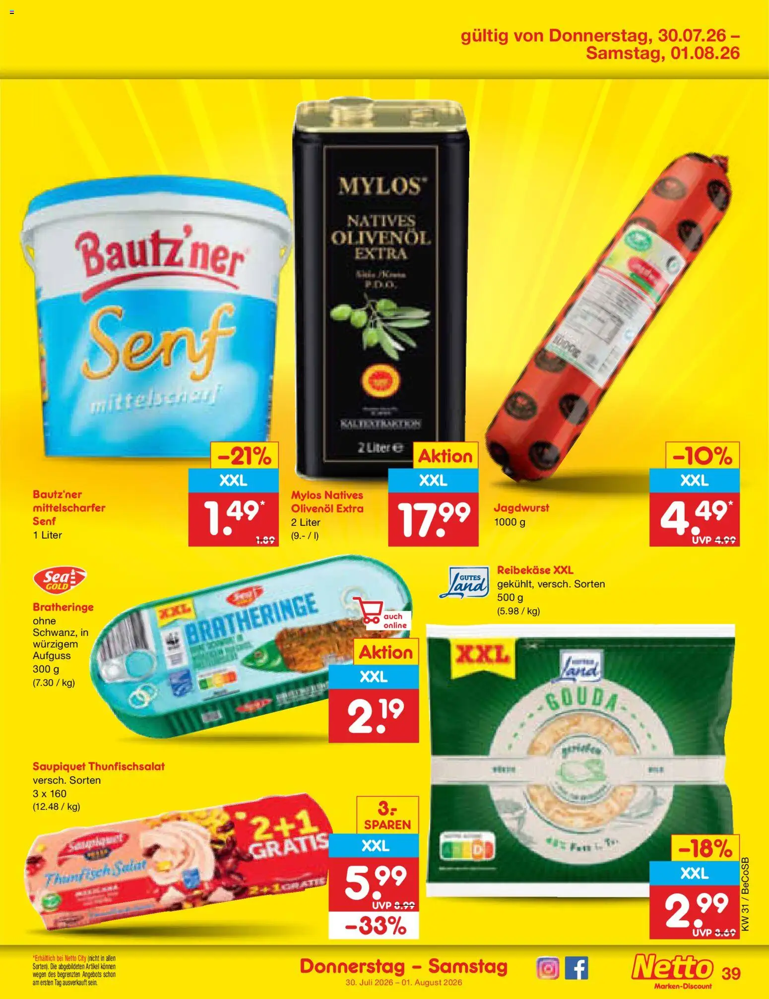Netto Marken-Discount Prospekt – gültig ab 27.07.2026 | Seite: 56 | Produkte: Thunfisch, Olivenol, Reibekase, Salat