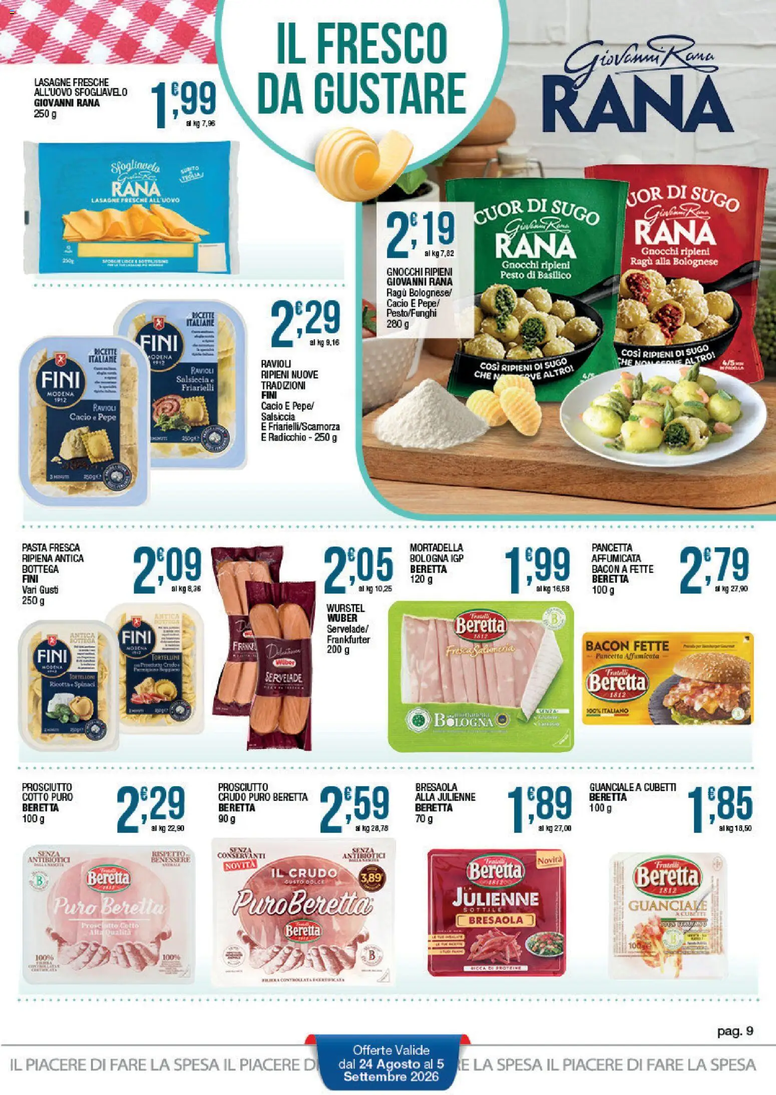 Volantino Sidis del 24/08/2026 | Pagina: 9 | Prodotti: Pancetta, Pepe, Spinaci, Ragú