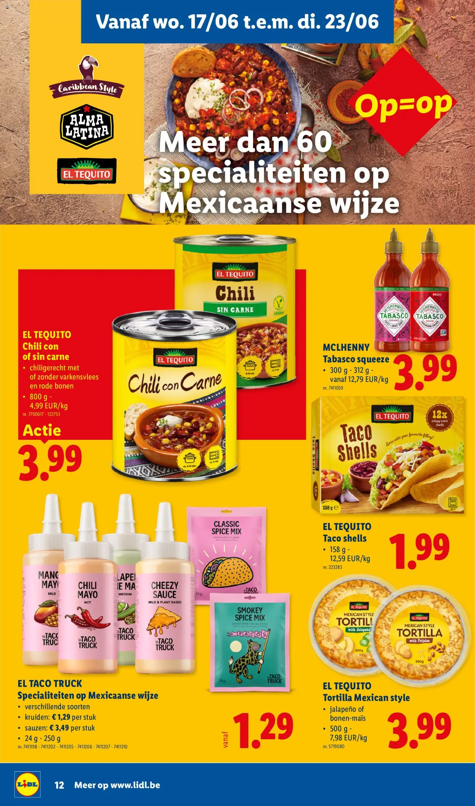 {H1} | Pagina: 12 | Producten: Varkensvlees, Taco, Tortilla, Jalapeno