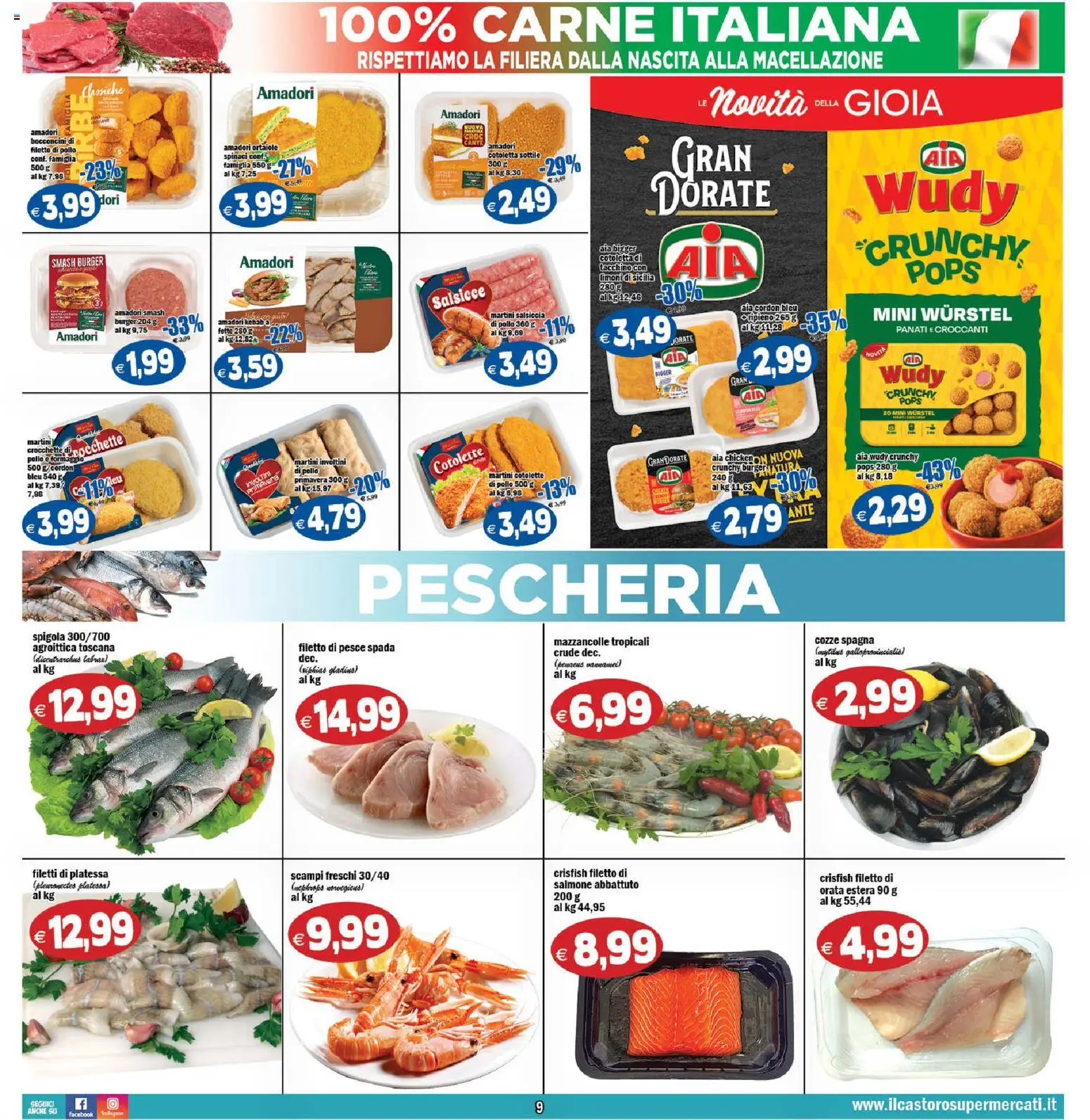 Volantino Il Castoro del 02/10/2026 | Pagina: 9 | Prodotti: Filetto, Crocchette, Carne, Pesce spada