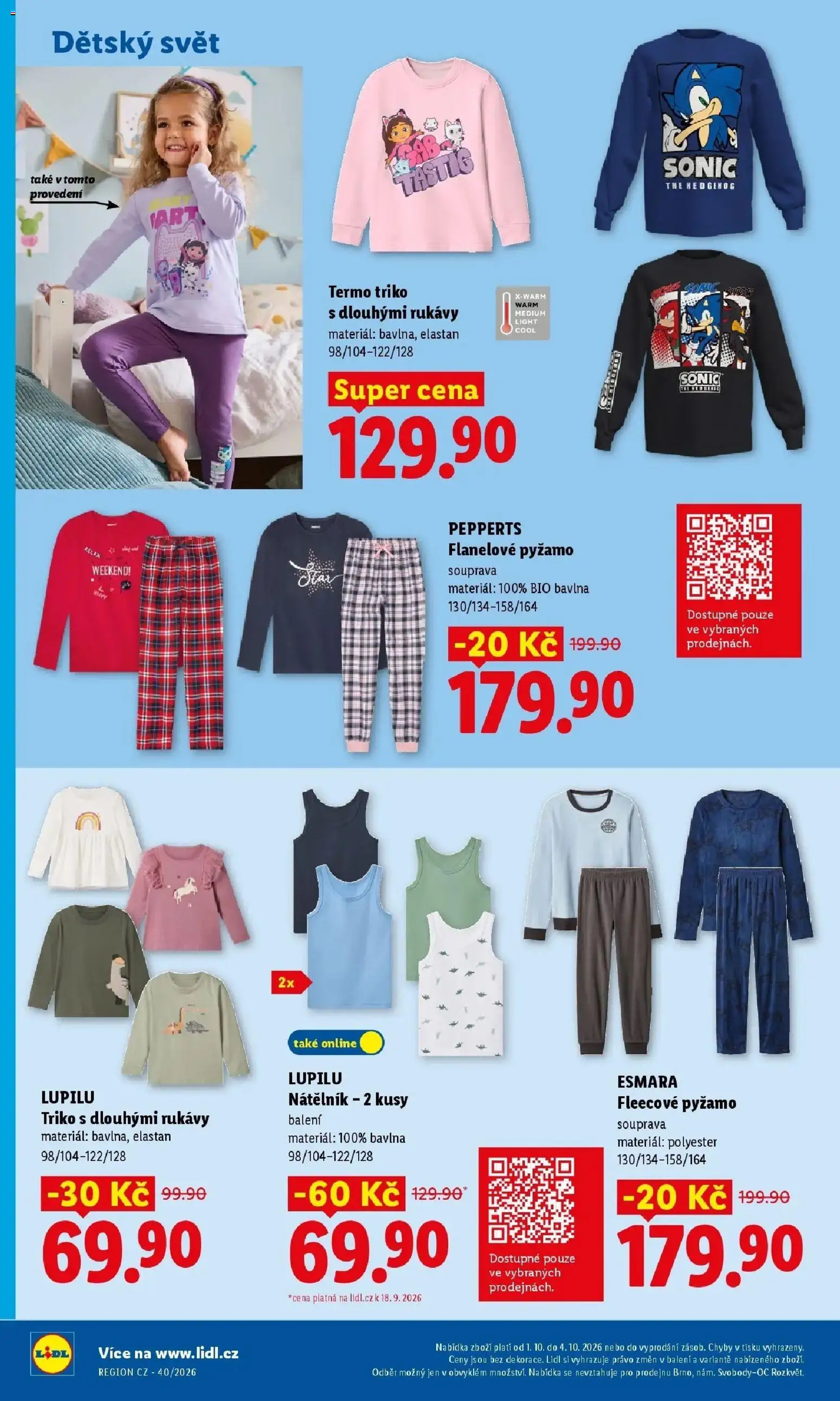 Lidl leták od 01.10.2026 - Nový akční leták | Strana: 46 | Produkty: Pyžamo, Termo triko