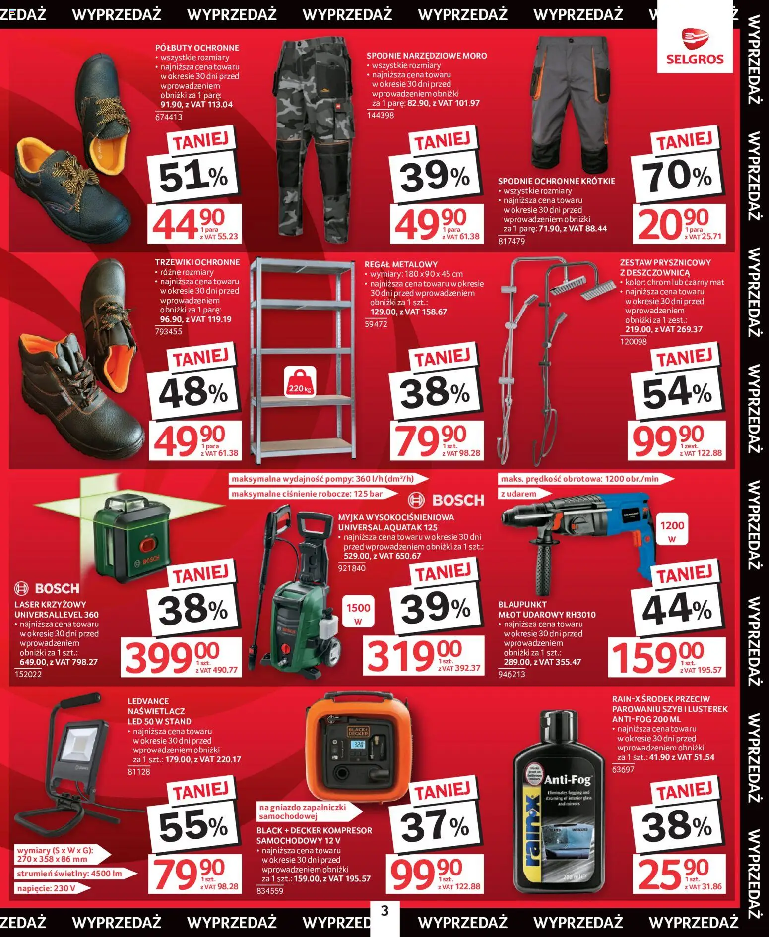 Selgros cash&carry gazetka - Totalna Wyprzedaż od 16.07.2026 | Strona: 3 | Produkty: Spodnie, Regał metalowy, Laser krzyżowy, Regał