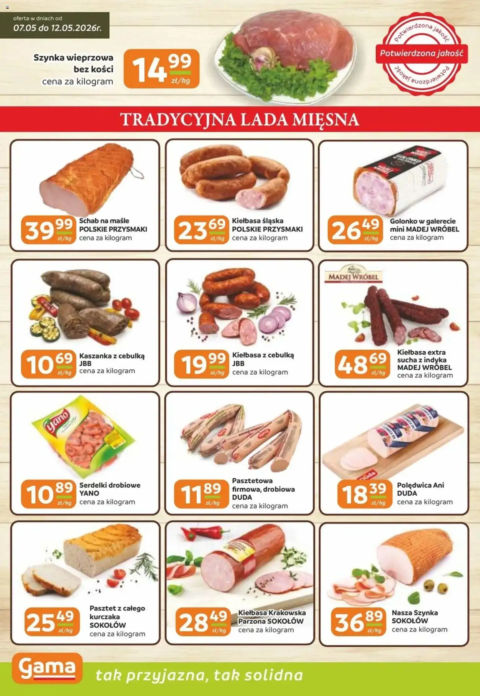 Gama gazetka od 07.05.2026 | Strona: 2 | Produkty: Kiełbasa, Schab, Kiełbasa krakowska, Kiełbasa śląska
