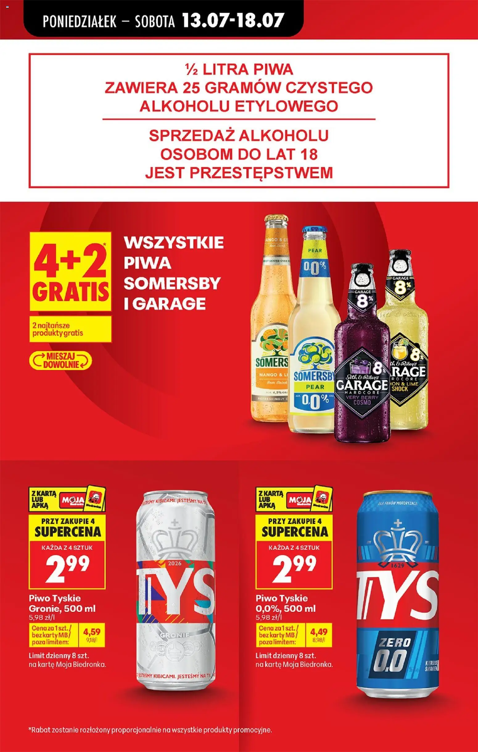 Biedronka gazetka od poniedziałku od 13.07.2026 | Strona: 17 | Produkty: Mango, Karta, Tyskie, Piwo