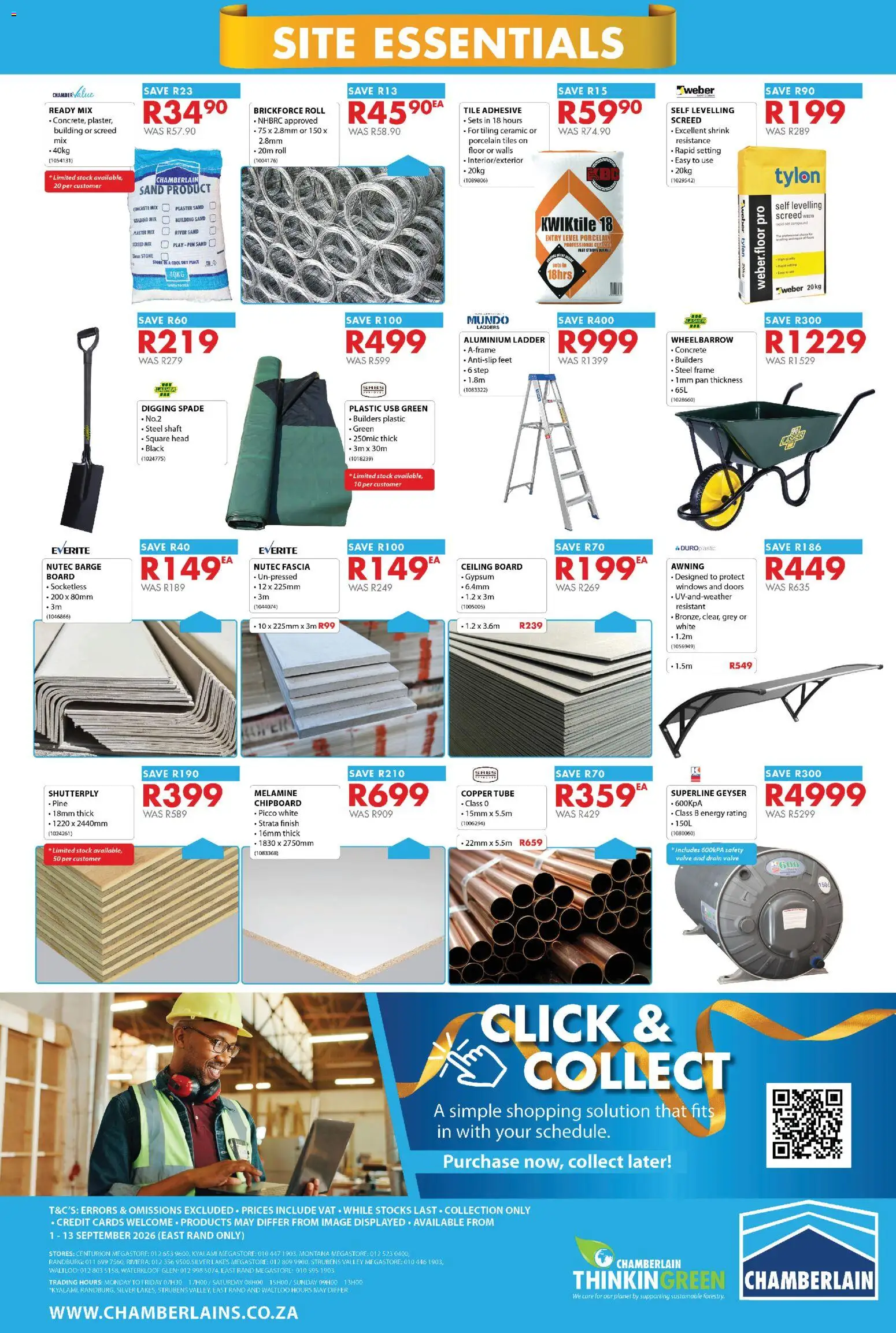 New Chamberlain catalogue – valid from 01/09/2026 | Page: 12 | Products: Tiling, Wheelbarrow, Spade, Plaster