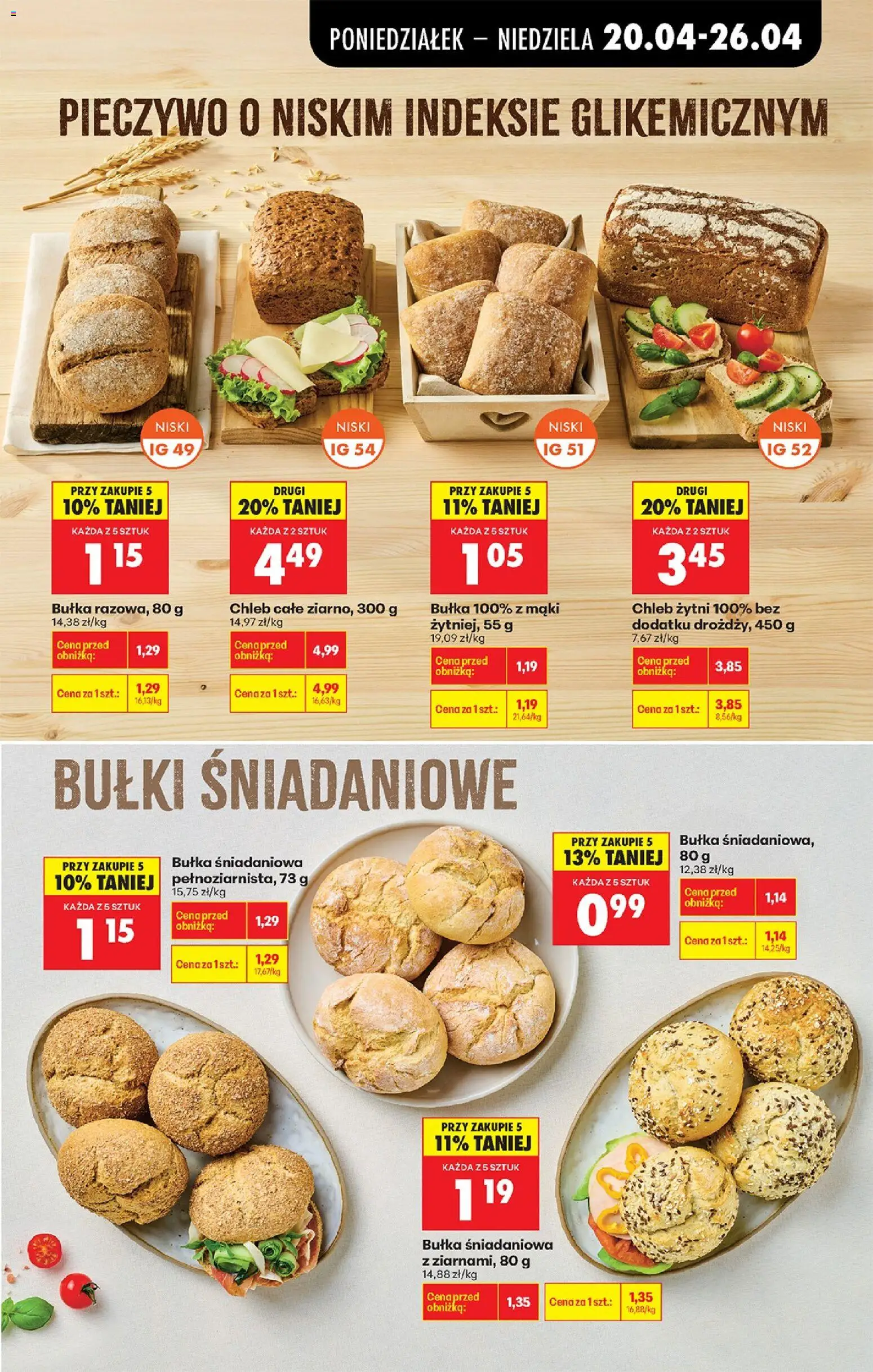 Biedronka gazetka od poniedziałku od 20.04.2026 | Strona: 57 | Produkty: Pieczywo, Chleb żytni, Bułka, Chleb