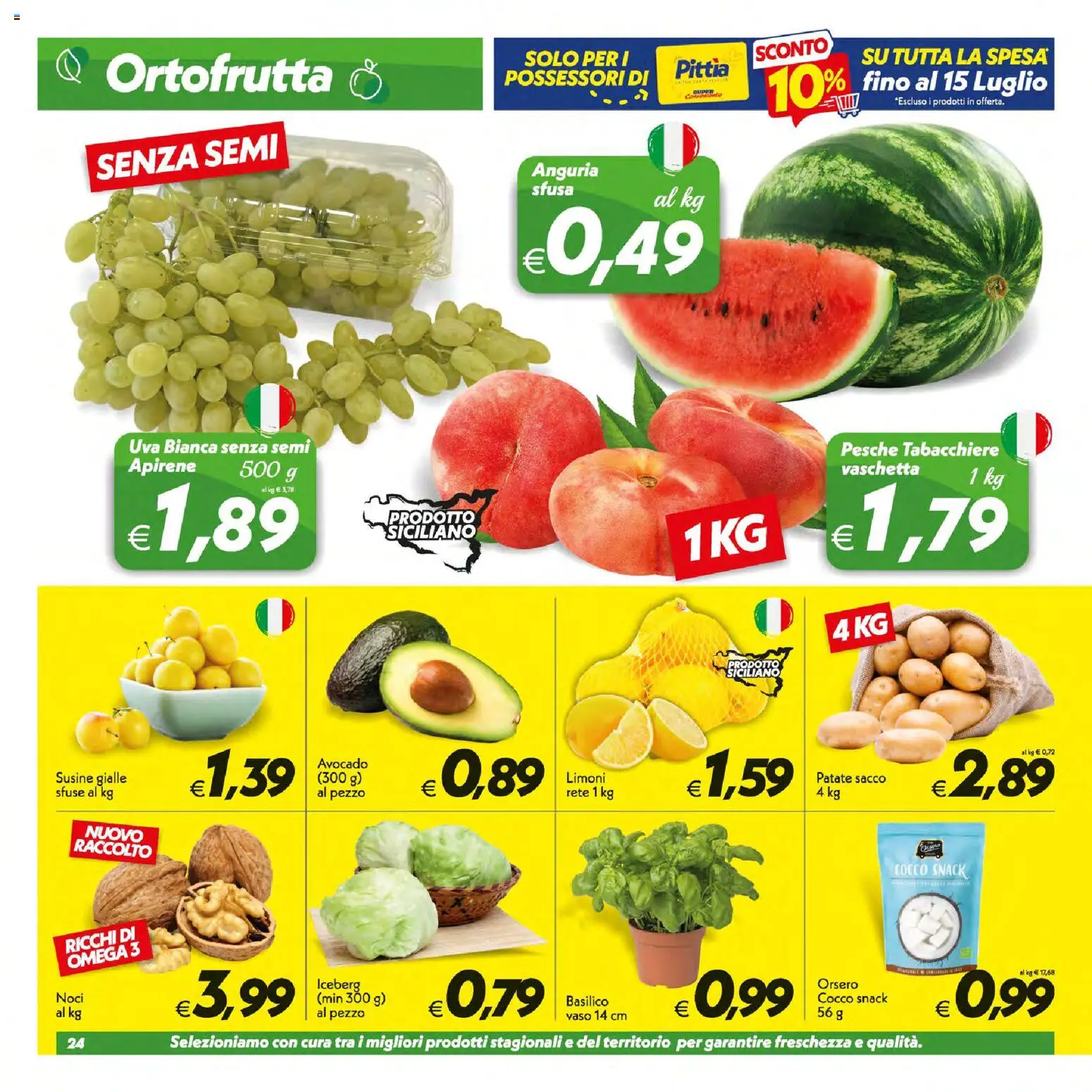 Volantino SuperConveniente del 09/07/2026 | Pagina: 24 | Prodotti: Avocado, Noci, Anguria, Susine