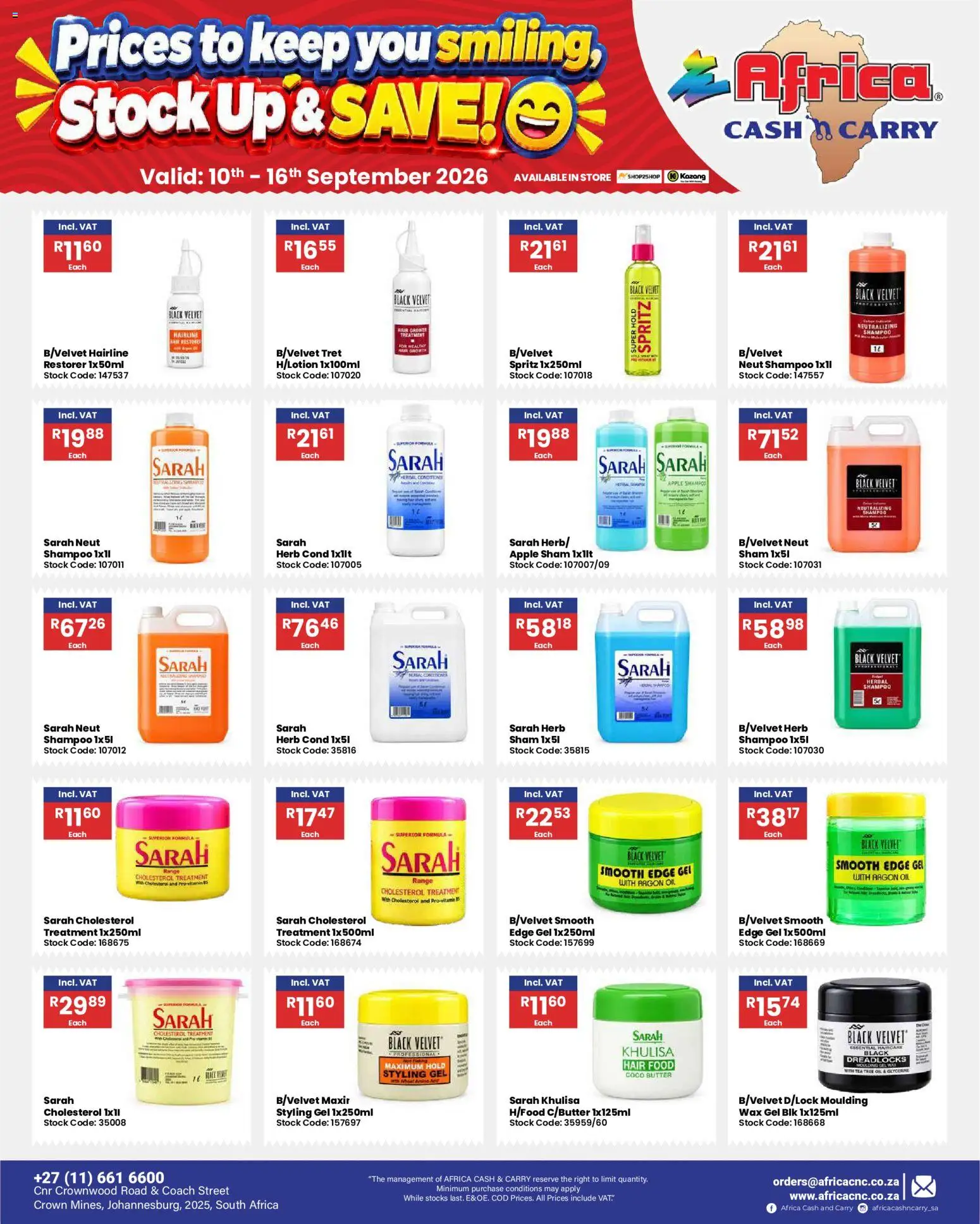 New Africa Cash & Carry catalogue – valid from 10/09/2026 | Page: 81 | Products: Butter, Wax, Oil, Tea