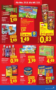 SOLETTI, Cracker oder, Goldfischli, Versch. Sorten, Je 100 g; 1 kg = 14.90 ab 27.08.2026 gültig | Seite: 44