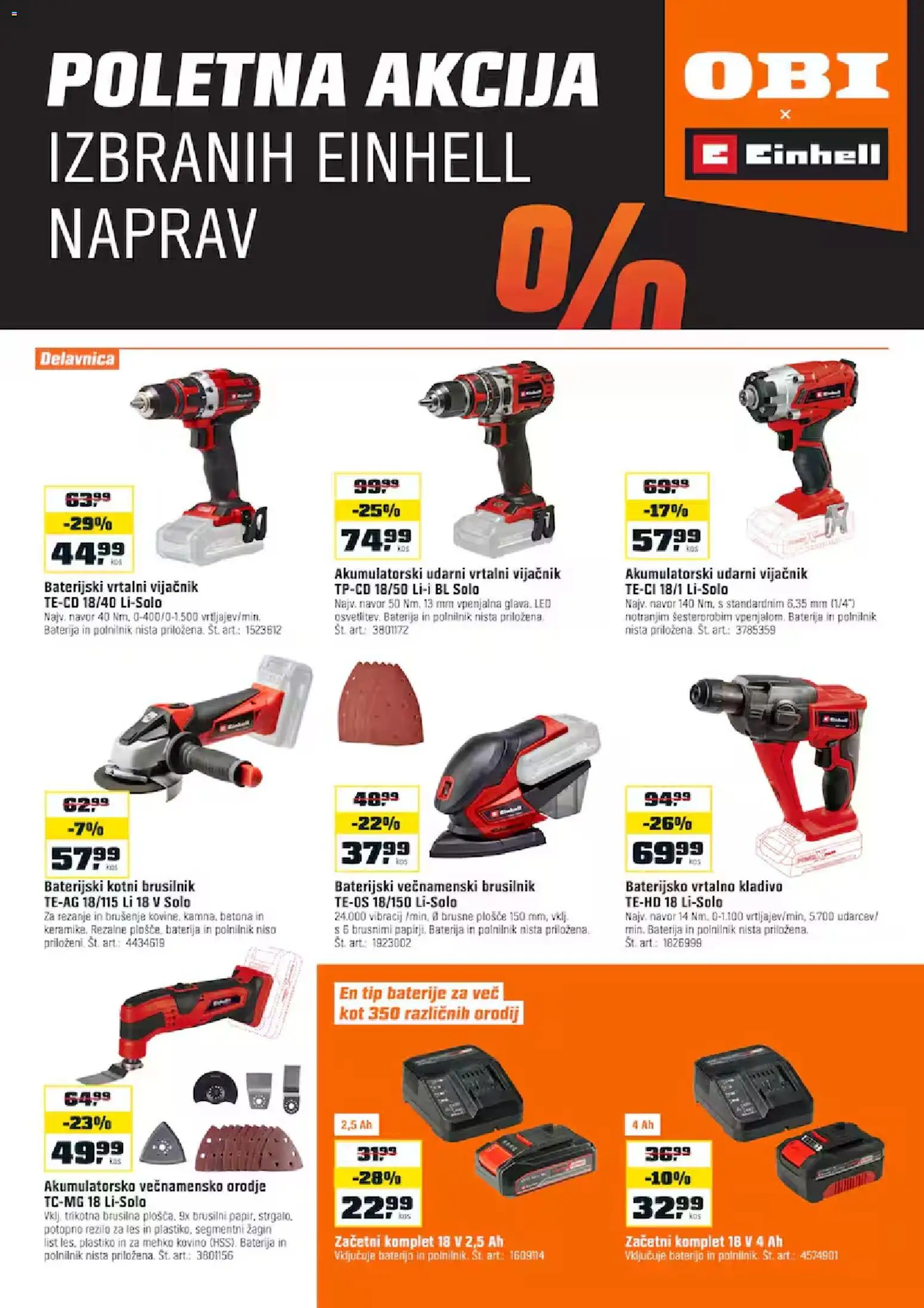 Novi OBI katalog ponudbe – veljaven od 01.08.2026 | Stran: 1 | Izdelki: Baterija, Baterije, Orodje, Brusilnik