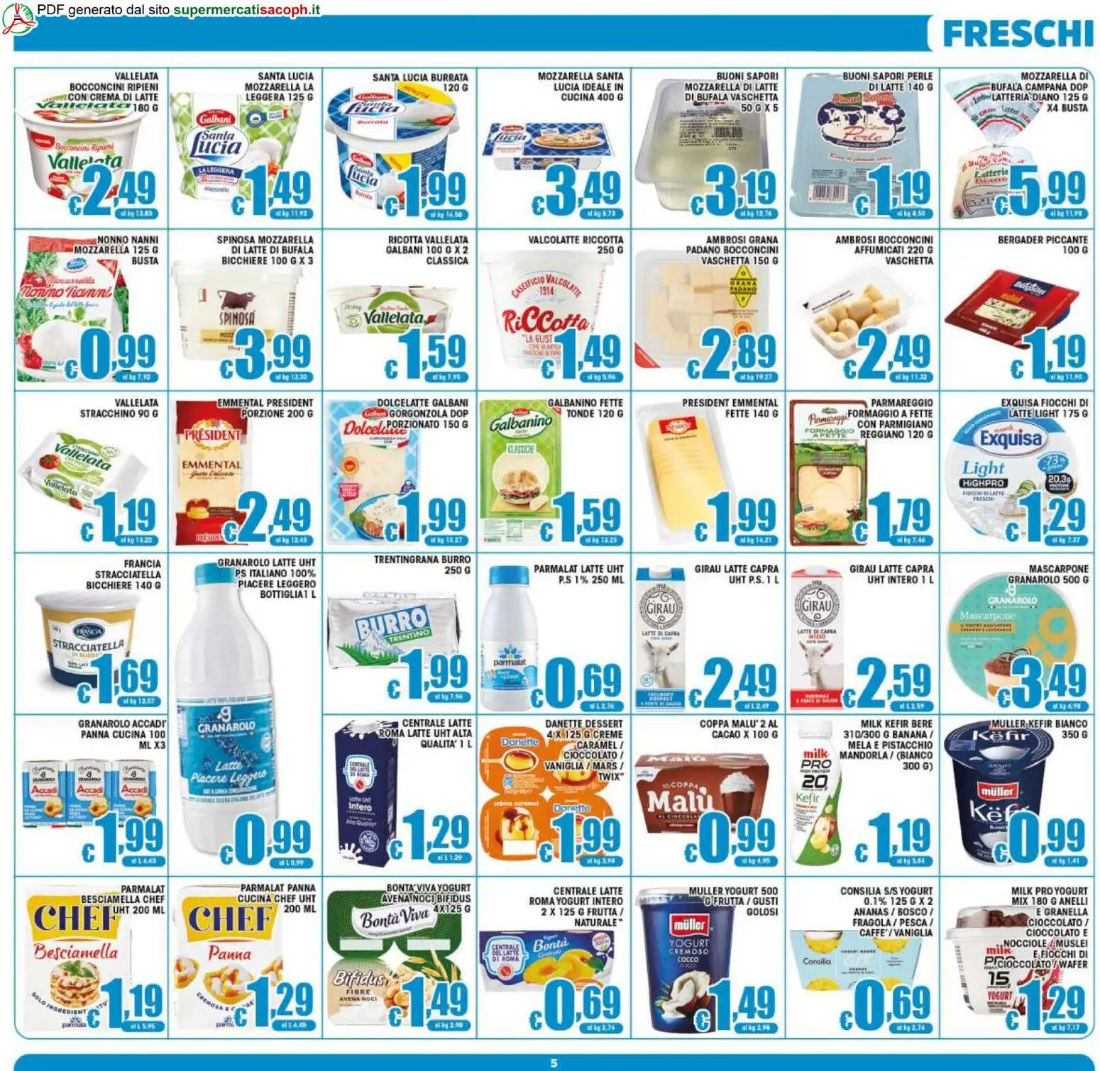 Volantino Sacoph del 12/08/2026 | Pagina: 5 | Prodotti: Crema, Frutta, Bicchiere, Besciamella