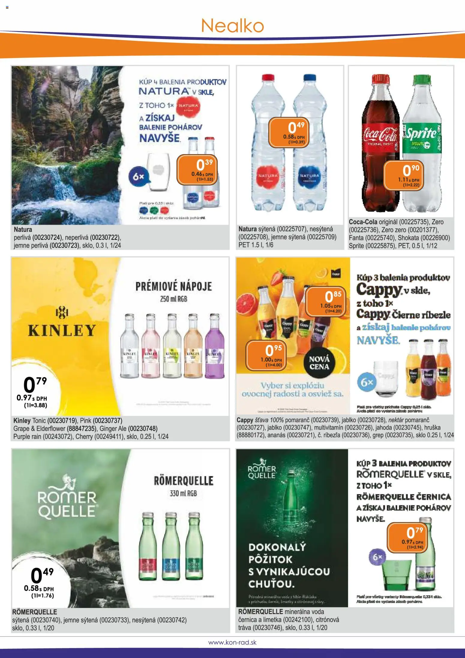 Nové KON - RAD akcie – leták je platný od 01.08.2026 | Strana: 30 | Produkty: Limetka, Voda, Minerálna voda, Šťava