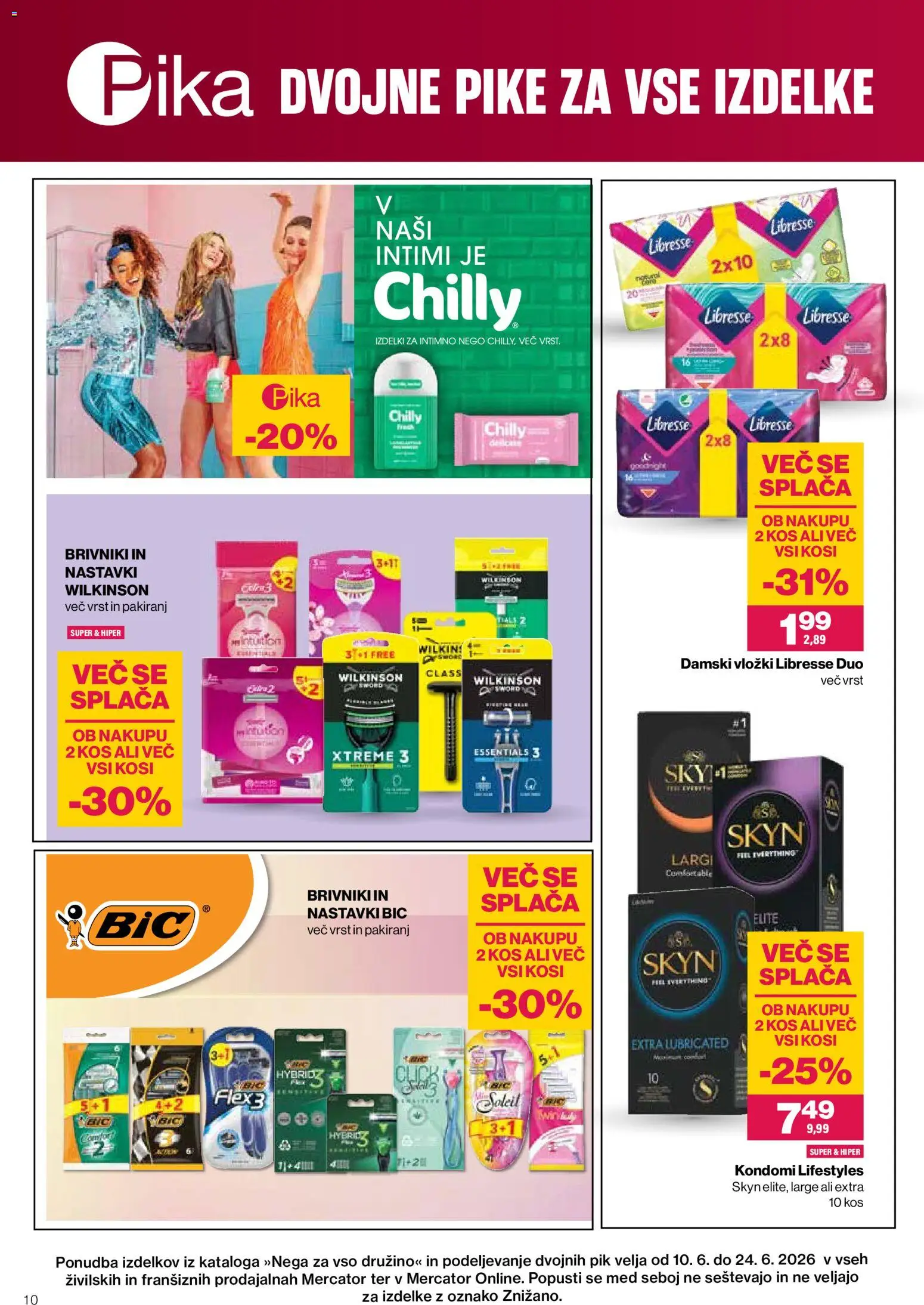 Novi Mercator katalog ponudbe – veljaven od 09.06.2026 | Stran: 10 | Izdelki: Kondomi, Vložki, Kos