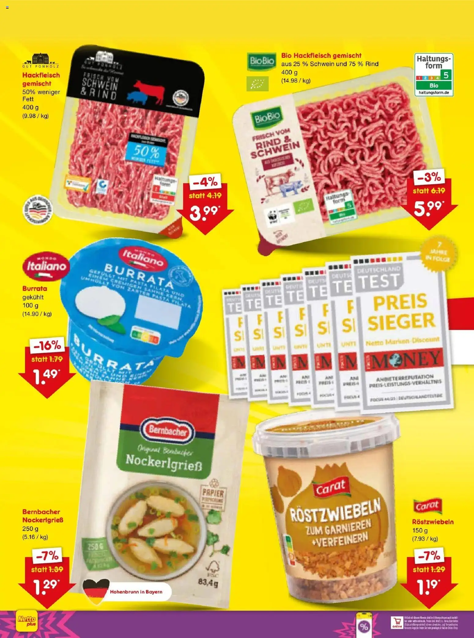 Netto Marken-Discount - Netto: Wochenangebote – gültig ab 05.07.2026 | Seite: 4 | Produkte: Burrata, Pasta, Sahne, Hackfleisch