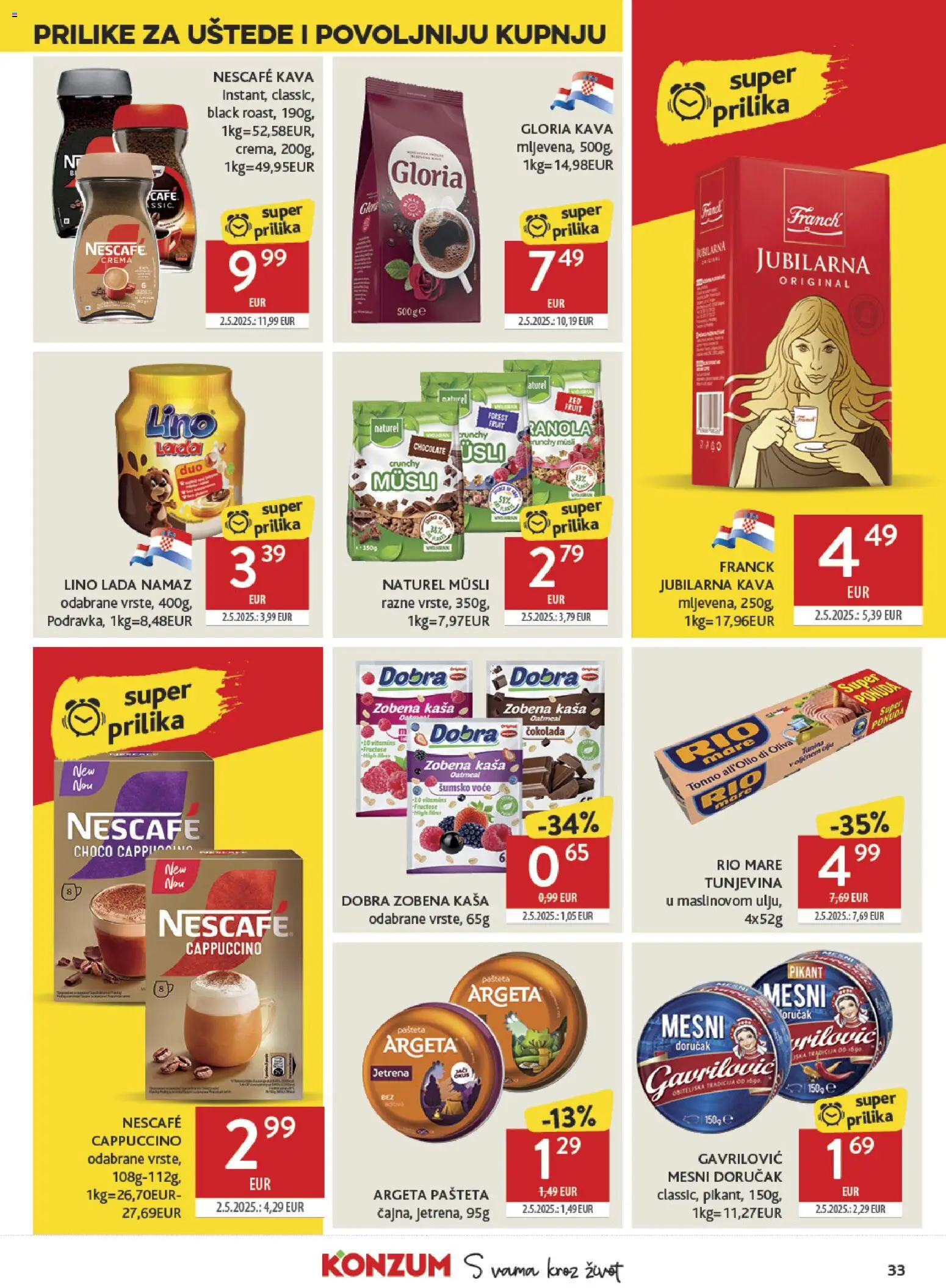 Konzum HR akciós ujság - amely érvényes a következő dátumtól: 13.05.2026 | Oldal: 33 | Termékek: Nescafé, Cappuccino