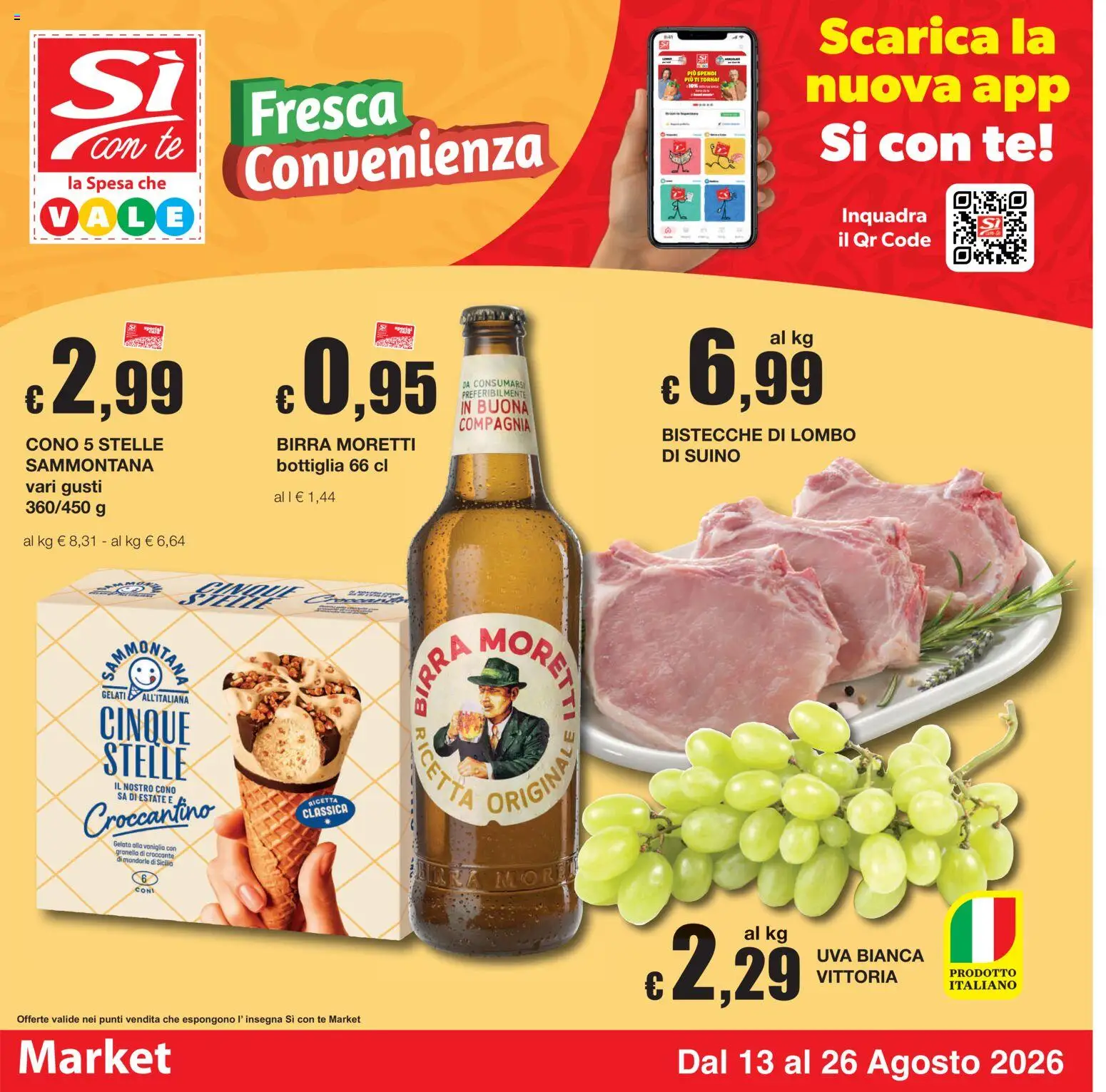 Volantino Sì con Te del 13/08/2026 | Pagina: 1 | Prodotti: Vaniglia, Mandorle, Birra Moretti, Bottiglia