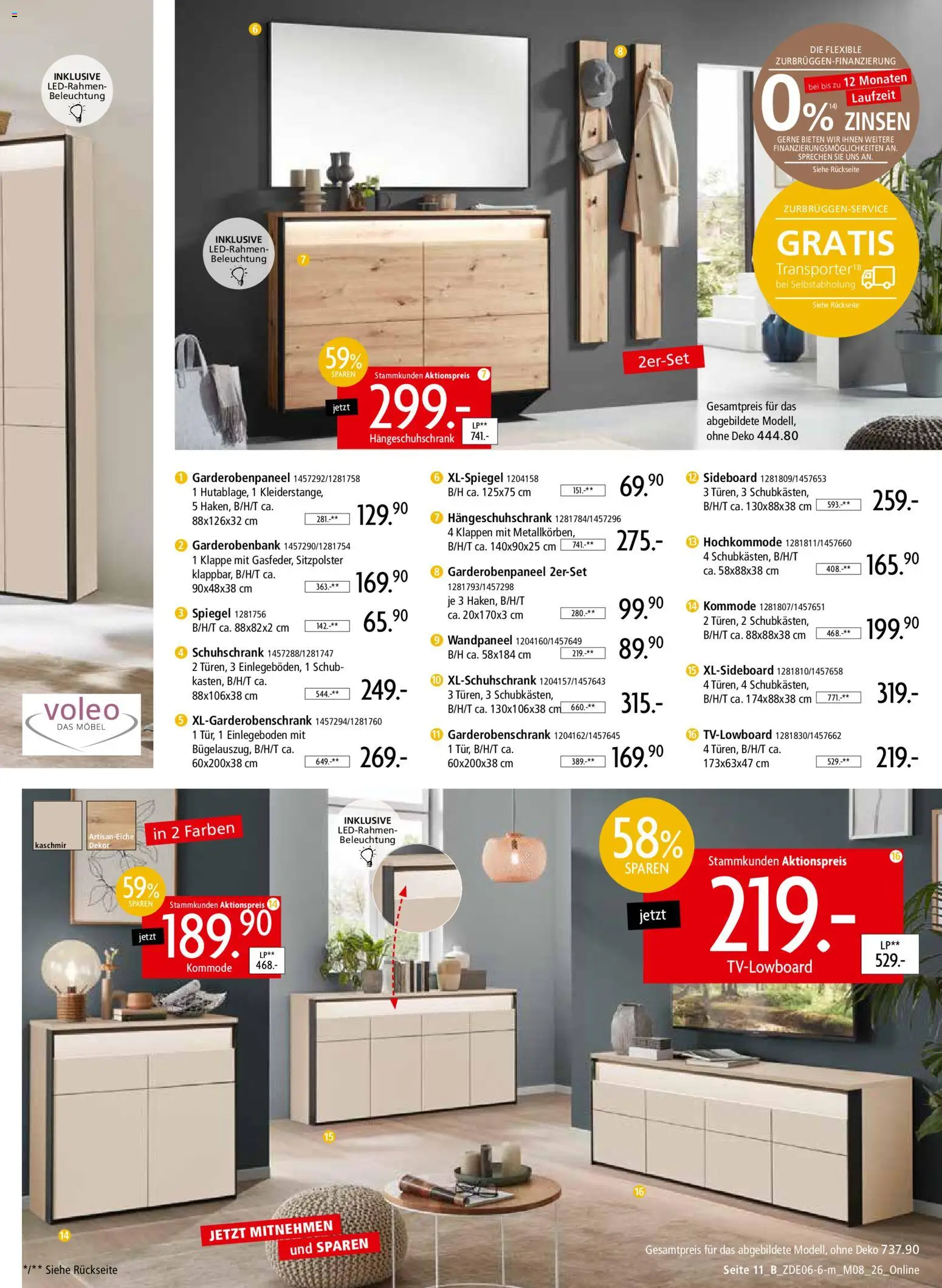 Zurbrüggen Mitnahme Möbel – gültig ab 13.06.2026 | Seite: 21 | Produkte: Sideboard, Kommode, Spiegel, Garderobenschrank