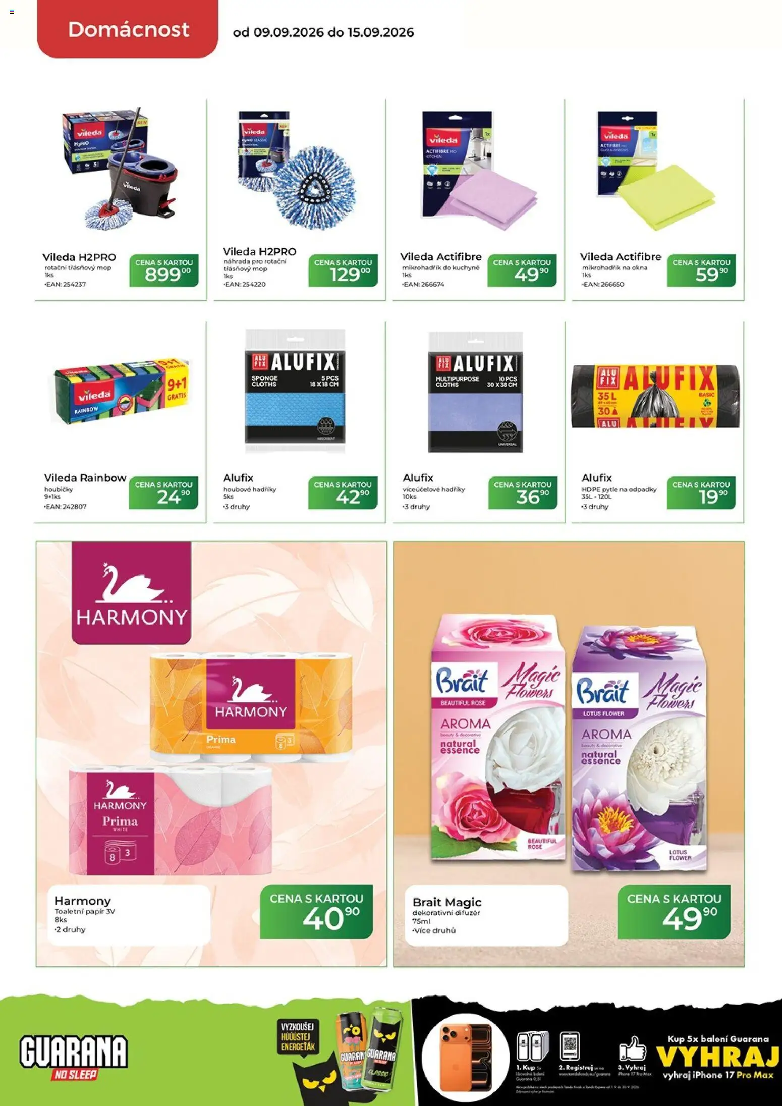 Tamda Foods leták od 09.09.2026 | Strana: 50 | Produkty: Difuzér, Toaletní papír, Mop, Essence
