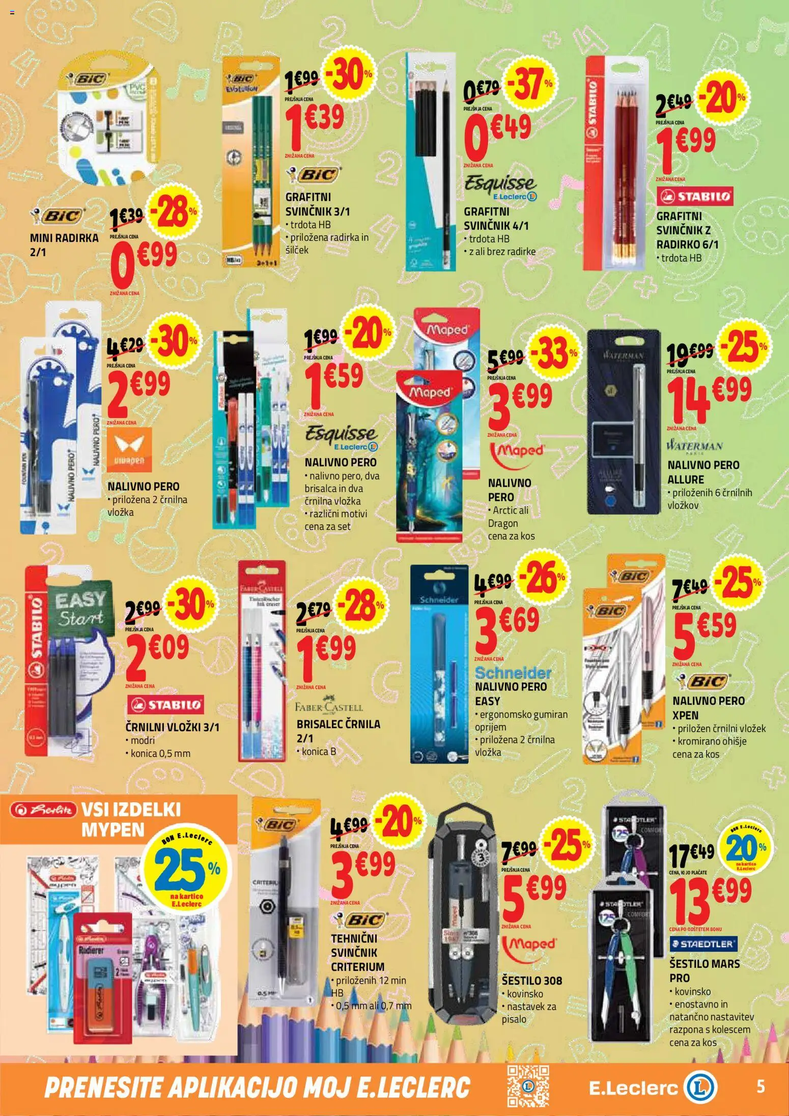 Novi E.leclerc katalog ponudbe – veljaven od 12.08.2026 | Stran: 5 | Izdelki: Silcek, Vložki, Kos, Svinčnik