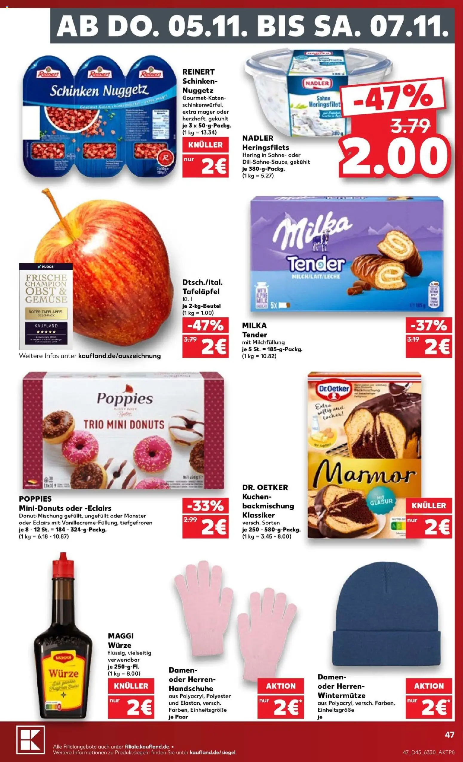 Kaufland Prospekt Hamburg – gültig ab 31.10.2026 | Seite: 47 | Produkte: Milka, Obst, Handschuhe, Sahne