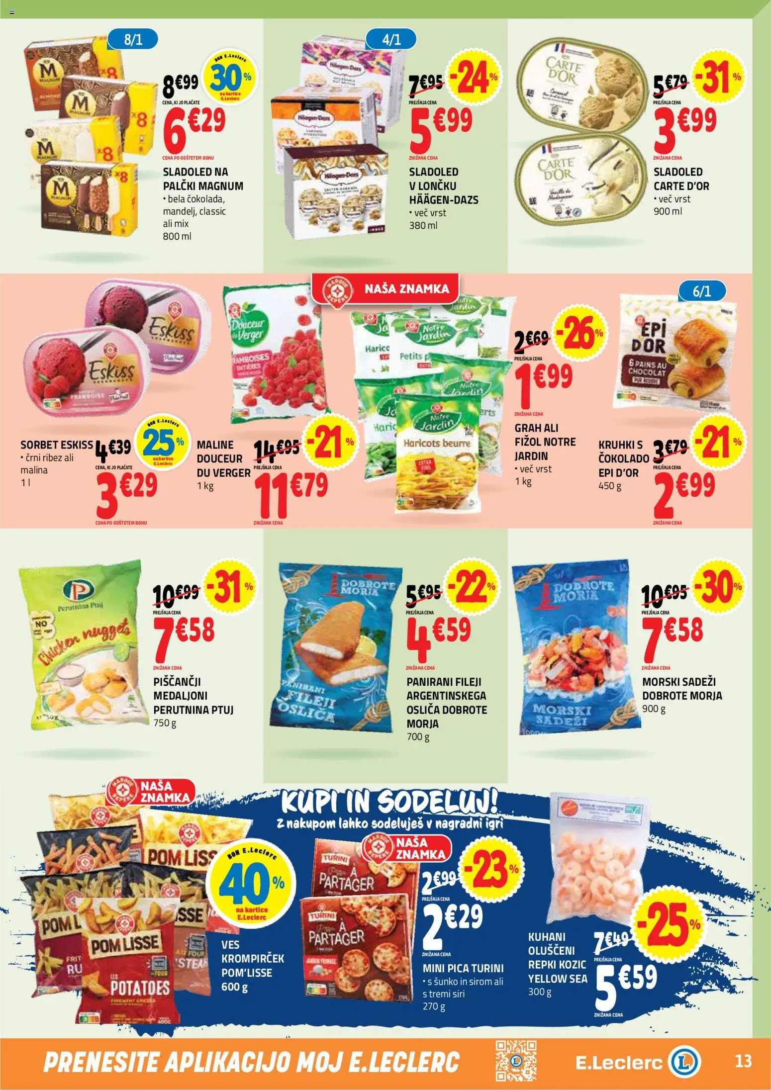 Novi E.leclerc katalog ponudbe – veljaven od 09.09.2026 | Stran: 13 | Izdelki: Pica, Maline, Sladoled, Grah