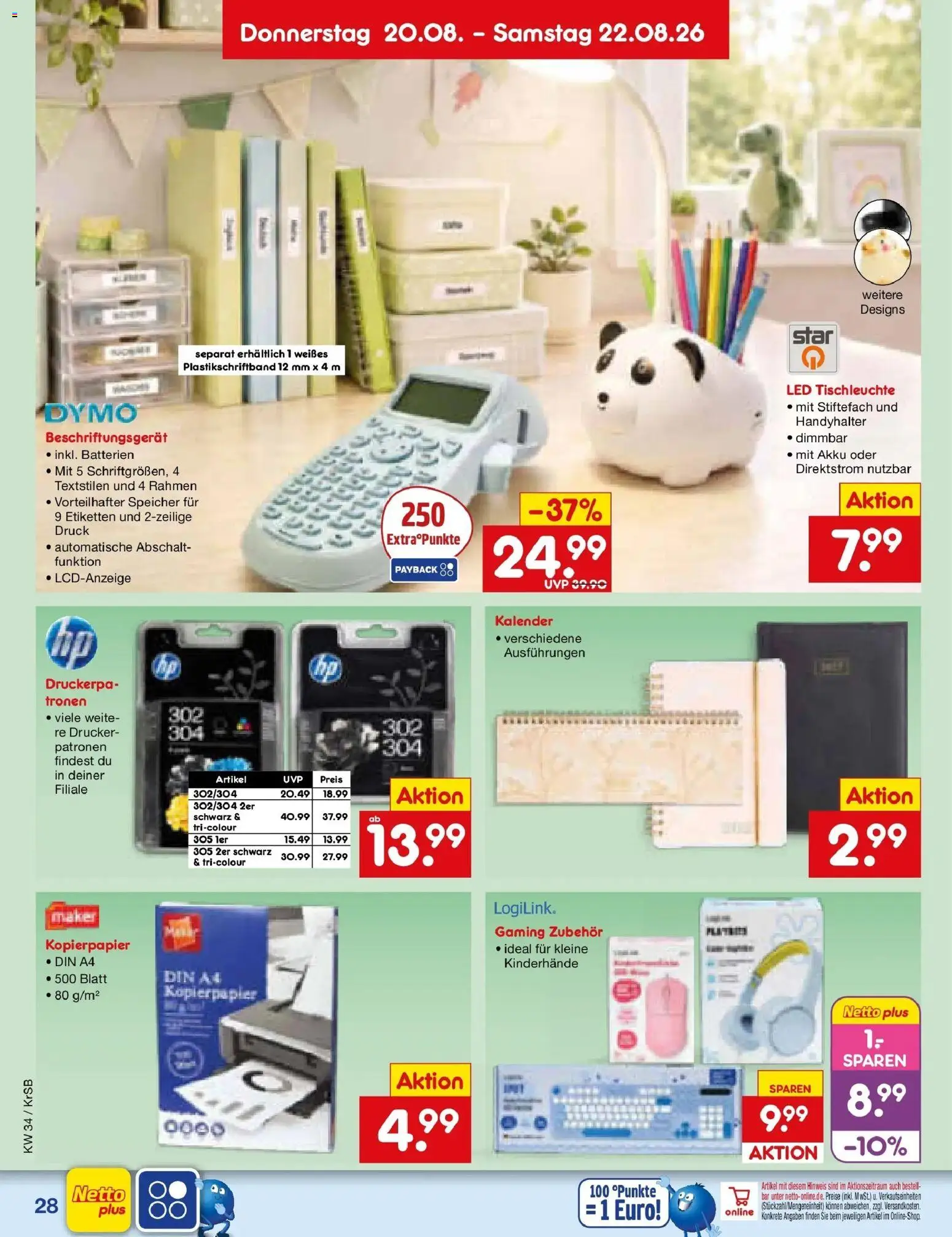 Netto Marken-Discount Prospekt Jüchen – gültig ab 17.08.2026 | Seite: 38 | Produkte: Batterien, Drucker