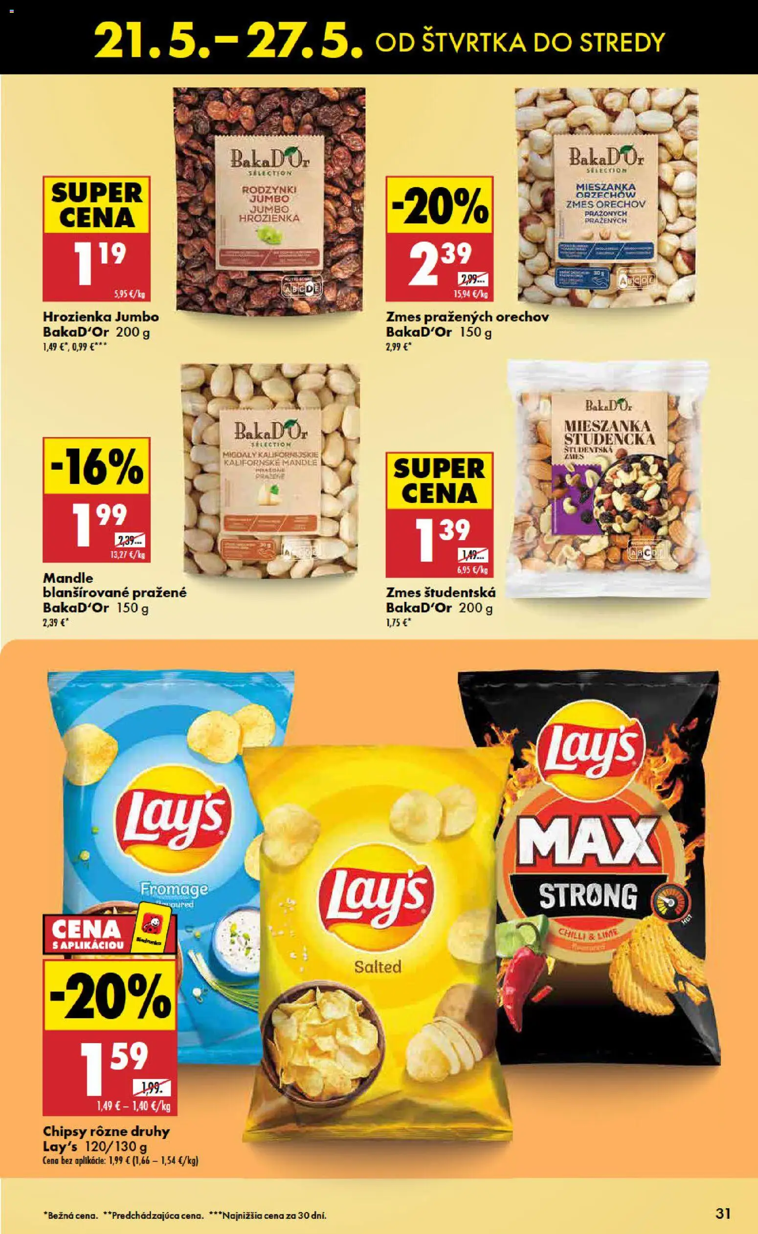 Nové Biedronka akcie – leták je platný od 21.05.2026 | Strana: 31 | Produkty: Chilli, Chipsy, Hrozienka, Mandle