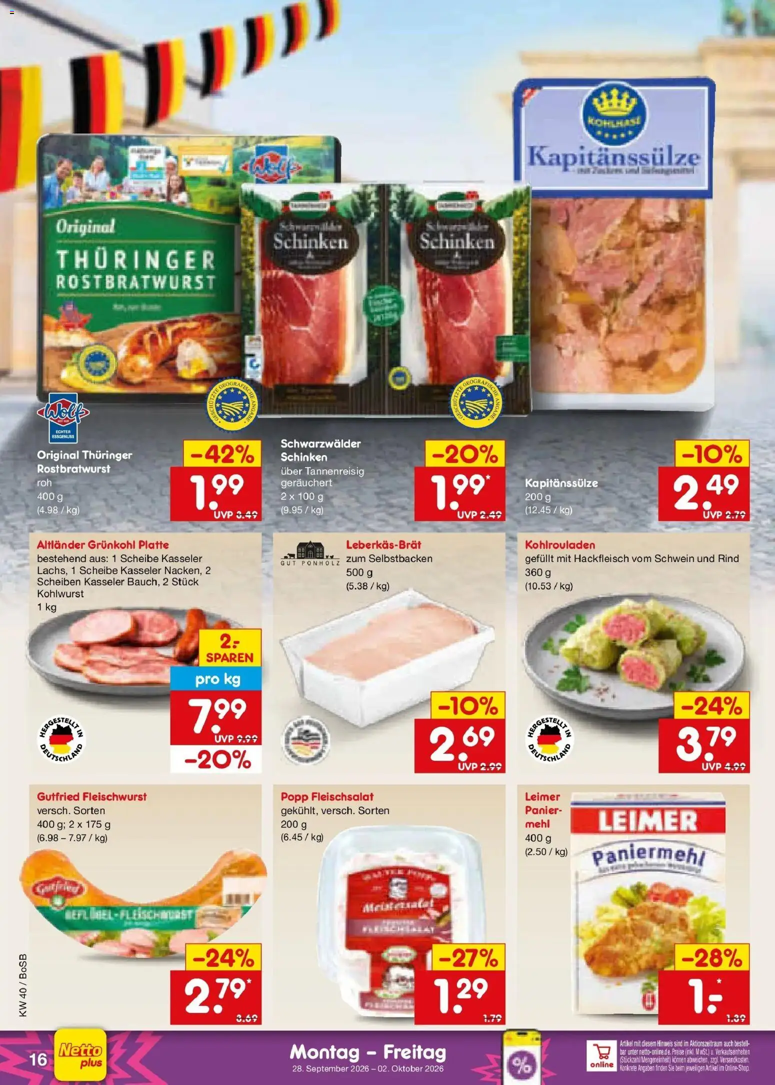 Netto Marken-Discount Prospekt Stadtlohn – gültig ab 28.09.2026 | Seite: 22 | Produkte: Mehl, Schinken, Hackfleisch